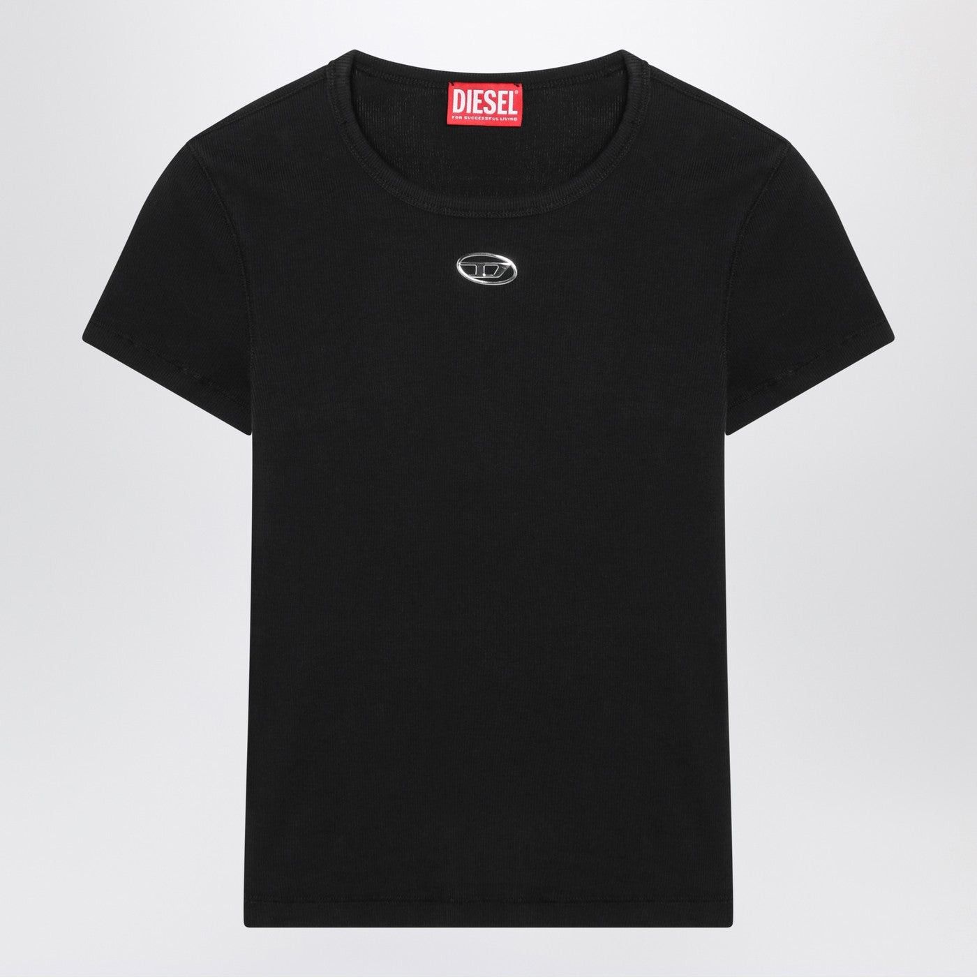 Diesel Diesel Black T-Shirt With Metallic Oval D Size XS / US 0-2 / IT 36-38 - 1 Thumbnail