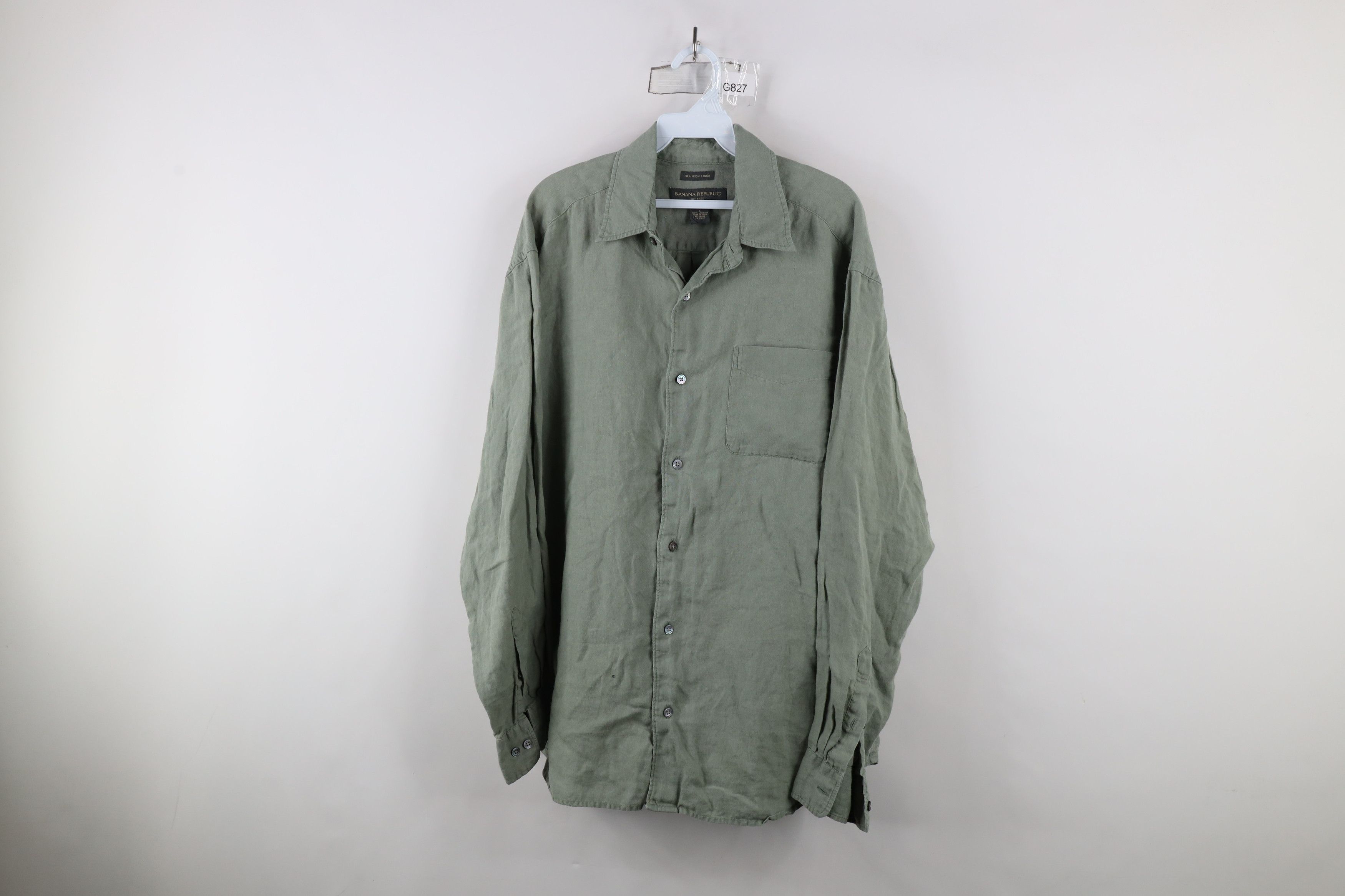Banana Republic × Vintage Vintage Y2K 2001 Banana Republic Collared Button Shirt Green Size US L / EU 52-54 / 3 - 1 Thumbnail