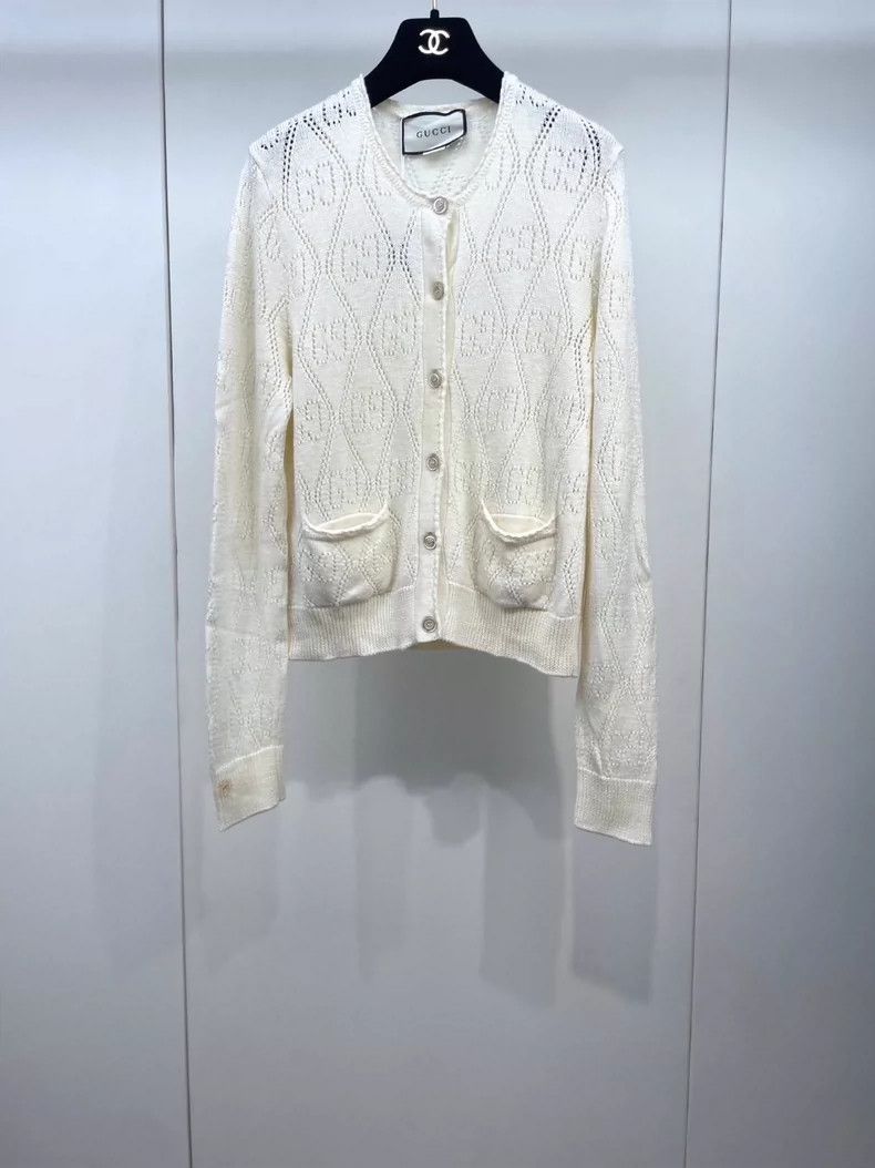 Gucci Gucci Knitted hollow jacquard double G wool cardigan jacket Size M / US 6-8 / IT 42-44 - 1 Thumbnail