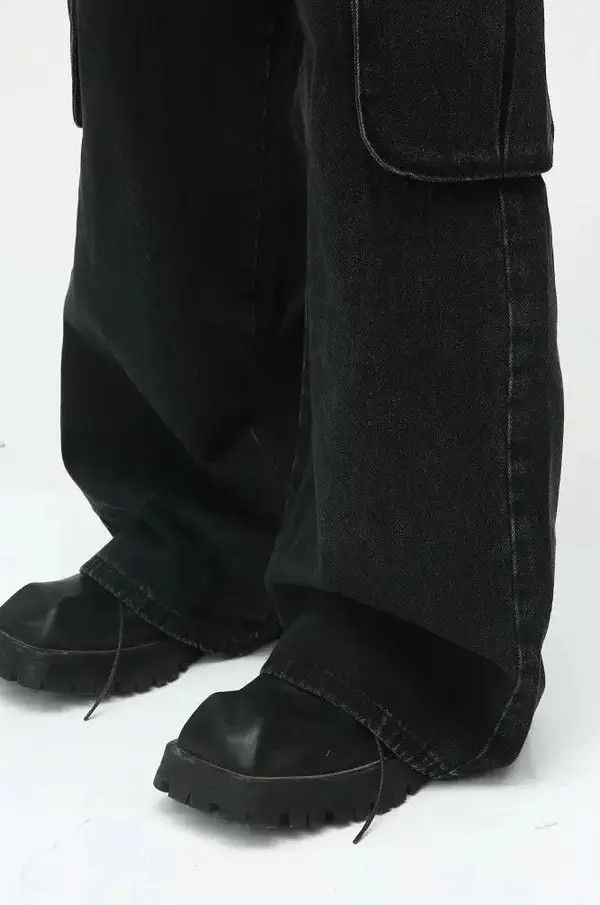 Japanese Brand Kimaya x Honji Black Cargo Baggy Denim Jeans Size US 32 / EU 48 - 3 Thumbnail
