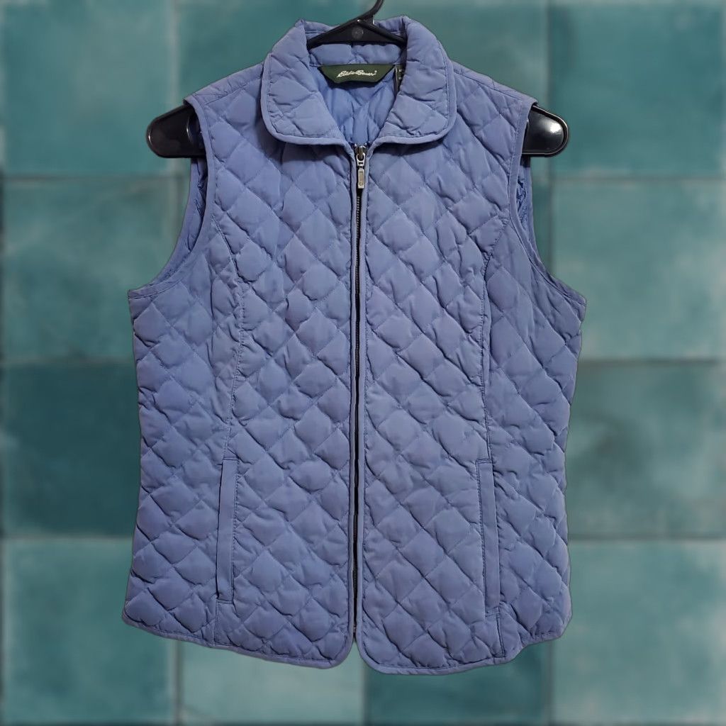 Eddie Bauer Eddie Bauer Vest Women S Blue Diamond Quilted Goose Down Full Zip Outdoor Vest Size S / US 4 / IT 40 - 1 Thumbnail