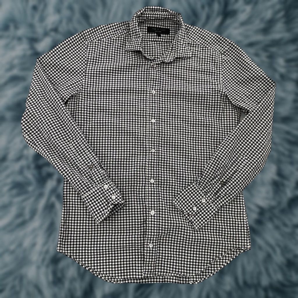Rag & Bone RAG & BONE Shirt Adult Small Black White Check Button Up Long Sleeve Cotton Mens S Size US S / EU 44-46 / 1 - 1 Thumbnail