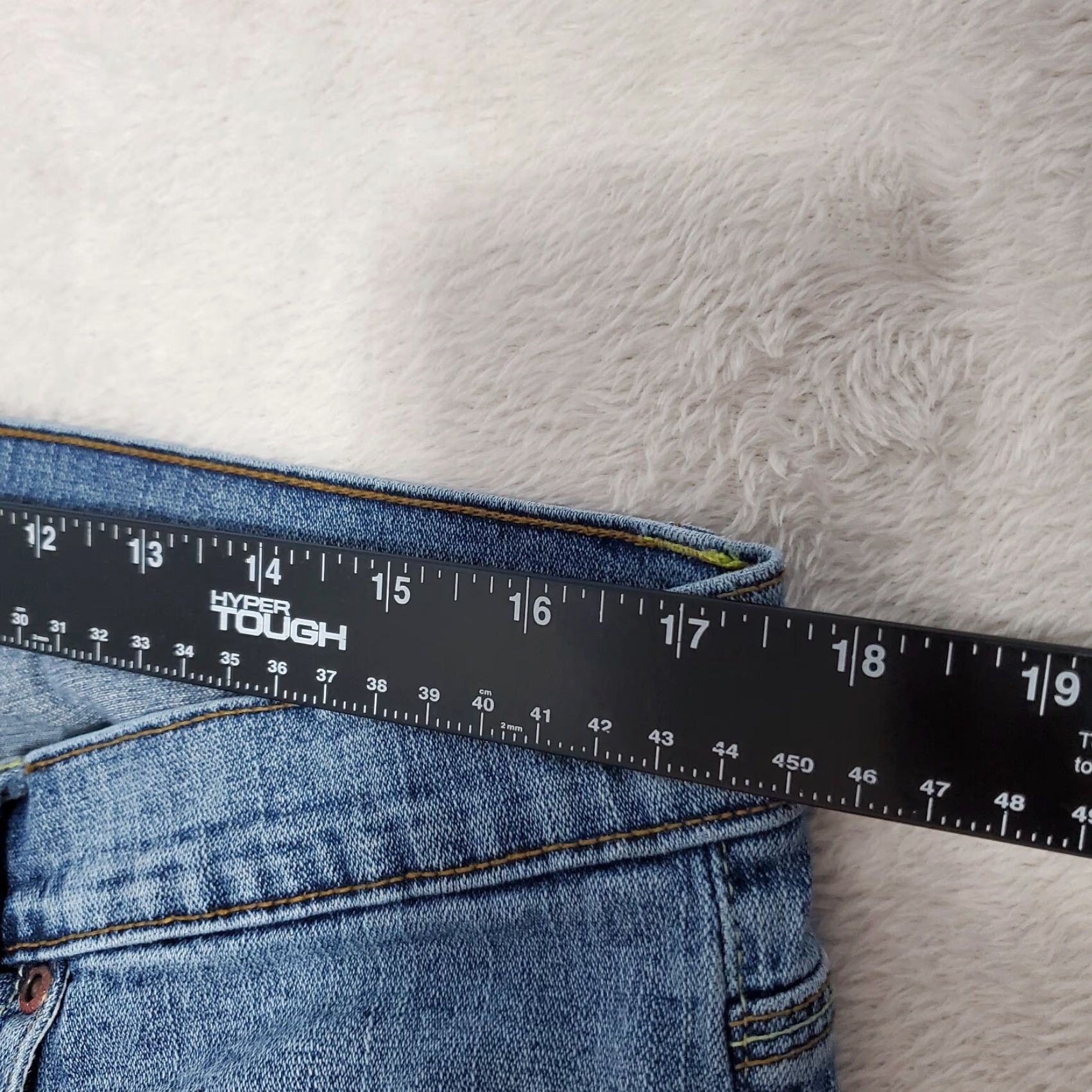 Denime Z Cavaricci Jeans Women 16 Blue Mid Rise Cropped Straight Leg Denim Y2K Vintage No 5-Pocket Design Embroidered Logo Button Zip Stretch Cotton Spandex Size 38" / US 16 / IT 52 - 6 Thumbnail