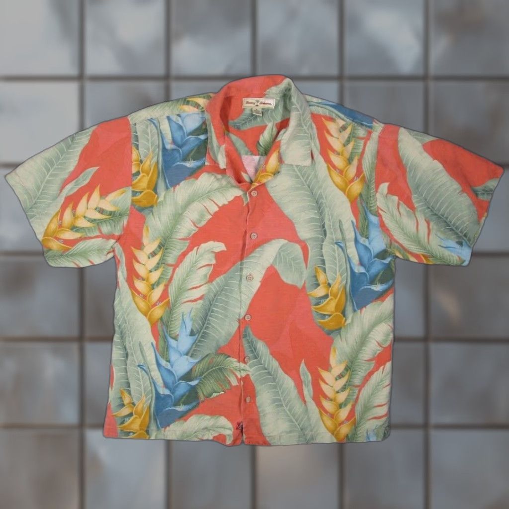 Tommy Bahama VINTAGE Tommy Bahama Shirt Mens XL Orange Floral Short Sleeve Button-Up Woven Silk Hawaiian Casual Beach Travel Size US XL / EU 56 / 4 - 1 Thumbnail