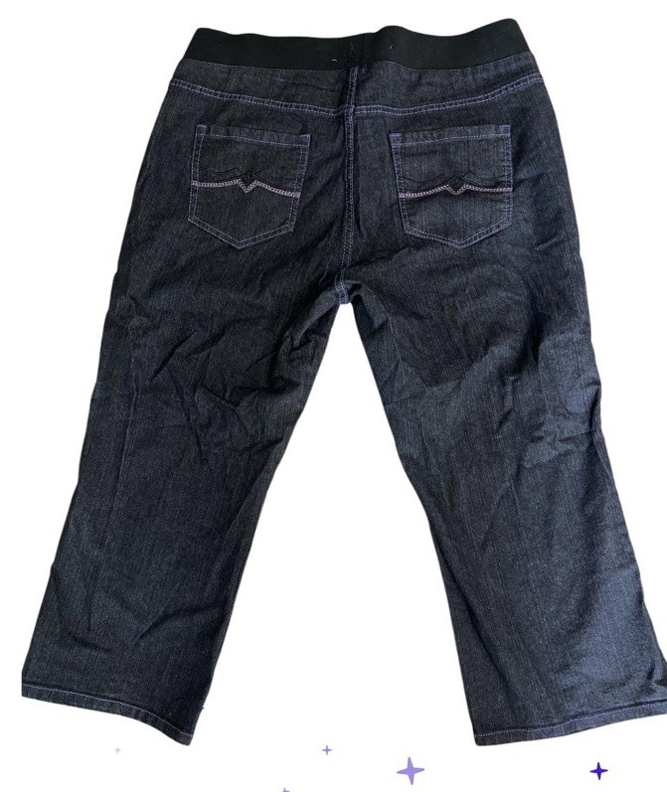Designer Karen-T Cropped Pull-up Denim Jeans SZ XL Size 40" / US 18 - 2 Thumbnail