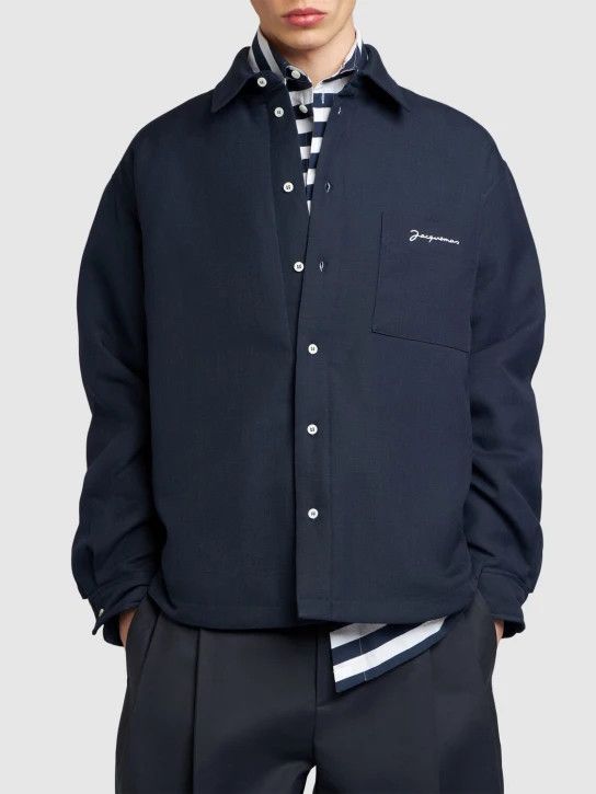 Jacquemus o1lsvrm0425 La Chemise Boulanger Button-Up Jacket in Navy Size US M / EU 48-50 / 2 - 4 Thumbnail