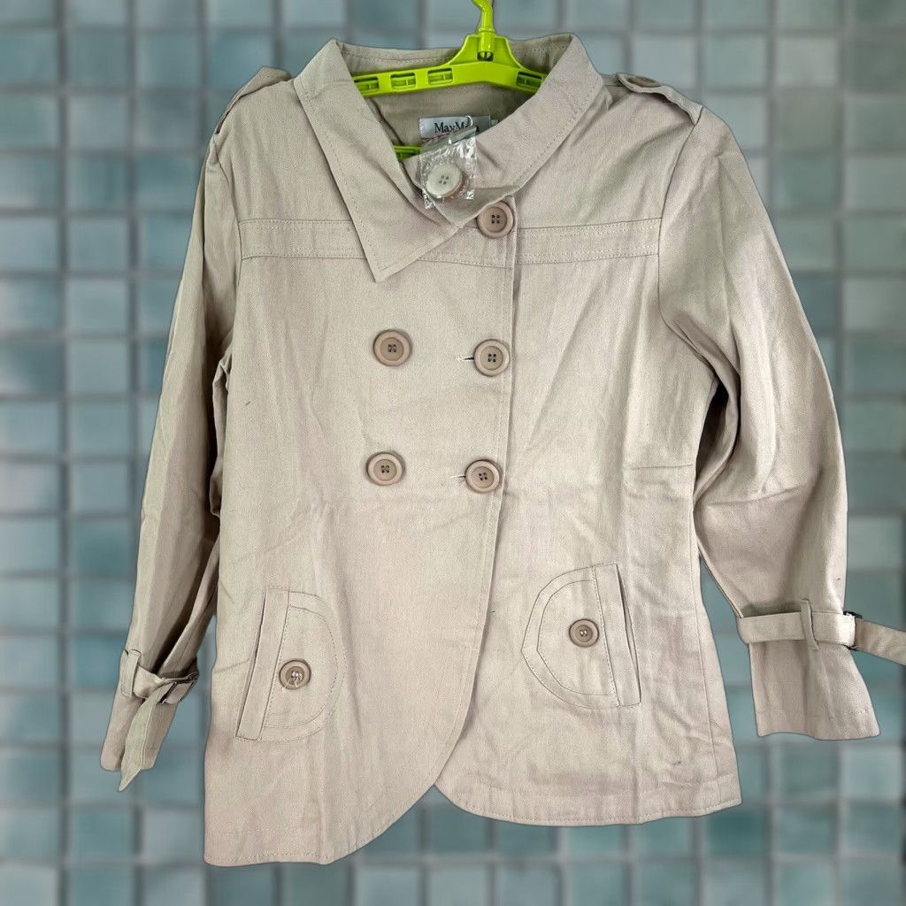 Max Mara Max Mara Double Breasted Trench Coat Womens Juniors Size L Beige Cotton Blend Lightweight Pockets Casual Designer Size L / US 10 / IT 46 - 1 Thumbnail