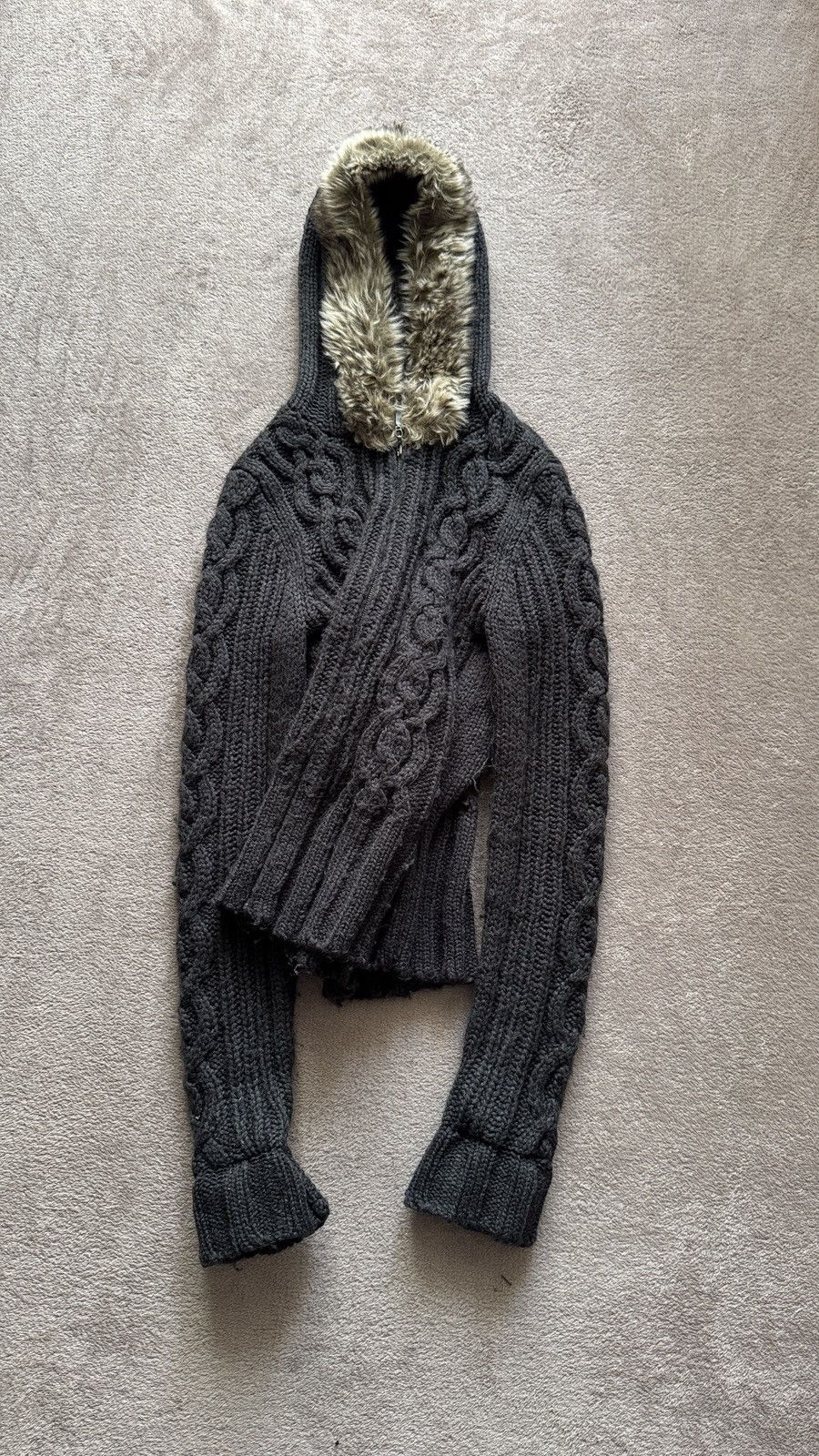 20471120 Y2K Faux Fur Knit Zip Hood ifsixwasnine LGB goa styled Size US M / EU 48-50 / 2 - 2 Thumbnail