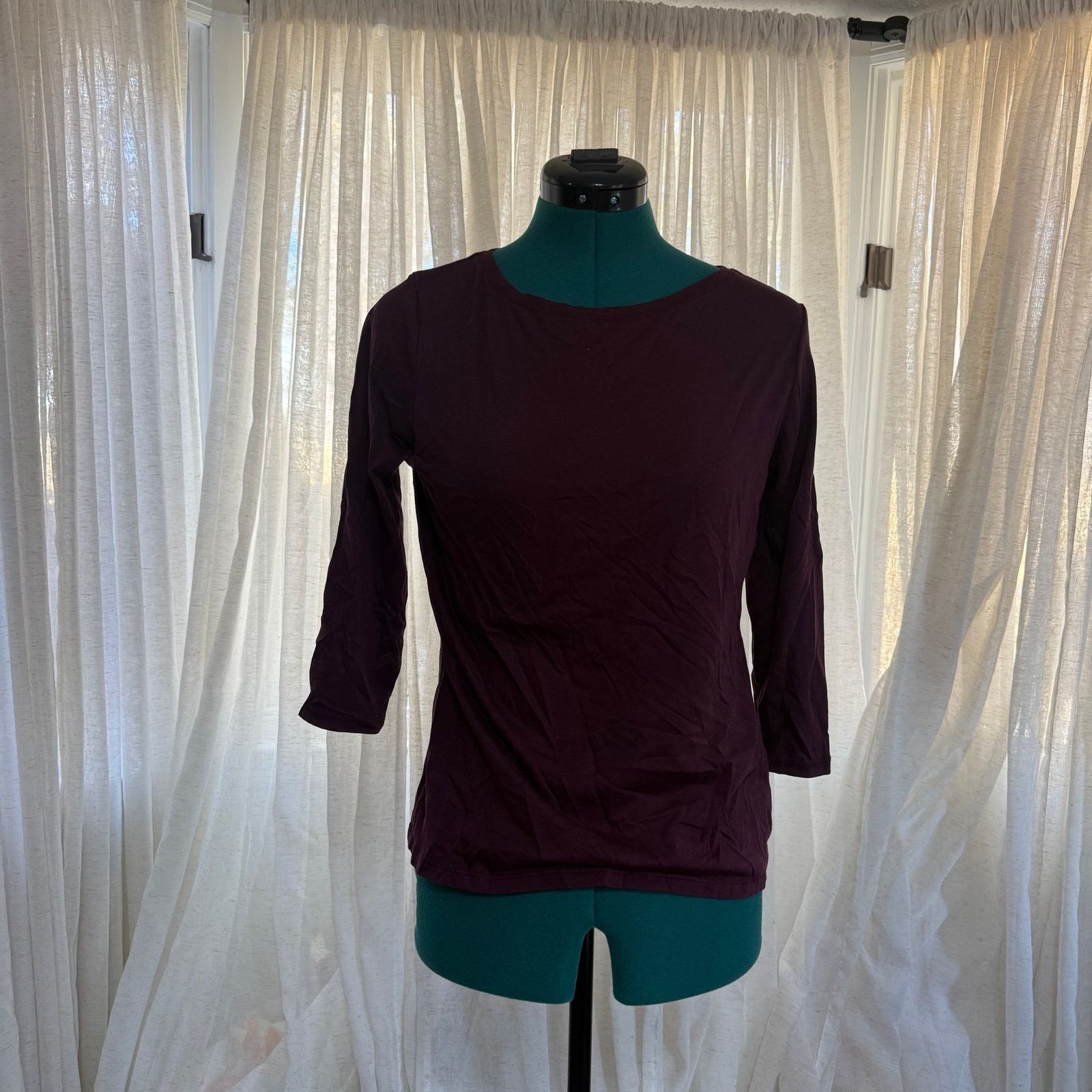 Joie Joie Maroon Cotton Lyocell ¾ Sleeve Top | Sz S Size S / US 4 / IT 40 - 2 Thumbnail