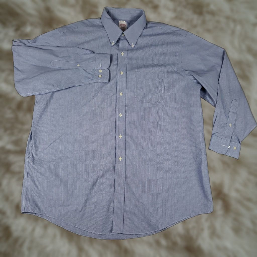 Brooks Brothers Brooks Brothers Shirt Mens 18 Blue Pocket Button Up Long Sleeve Size US XXL / EU 58 / 5 - 1 Thumbnail