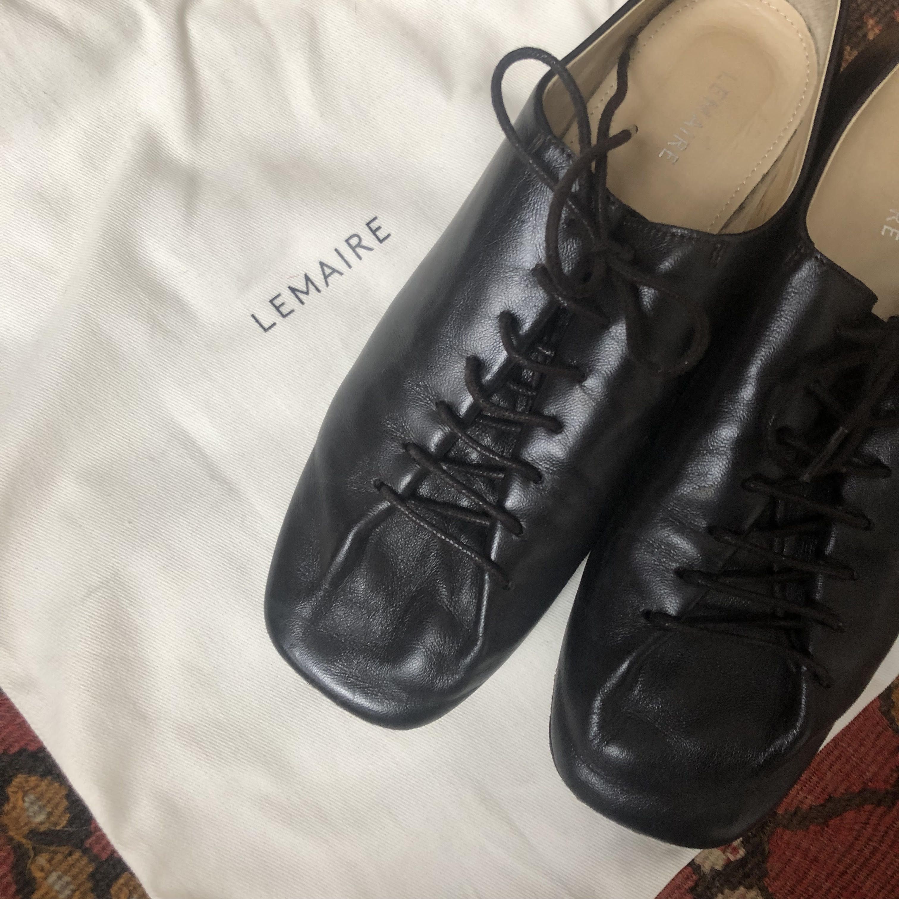 Lemaire Lemaire Black Flat Lace Derby Size US 7 / IT 37 - 1 Thumbnail