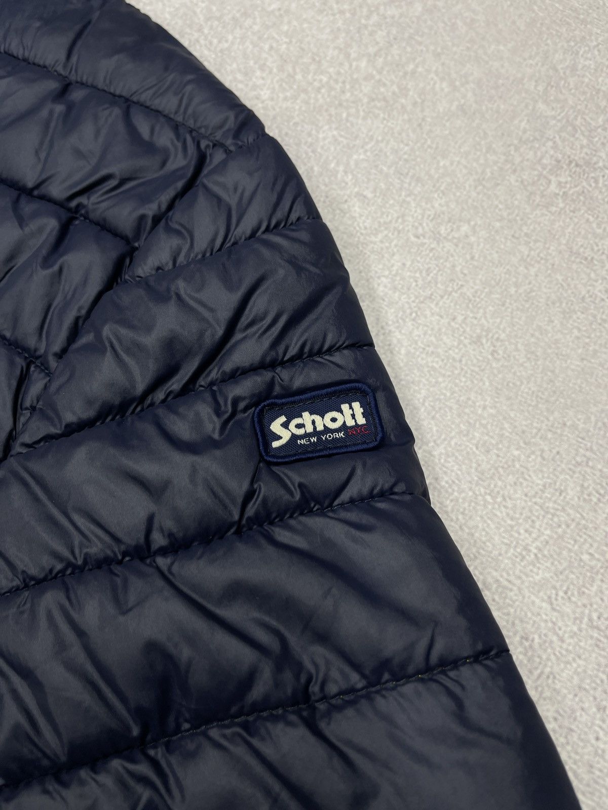 Schott Mens Schott NYC Micro Puffer Jacket Navy Y2K Size XL Size US XL / EU 56 / 4 - 5 Thumbnail