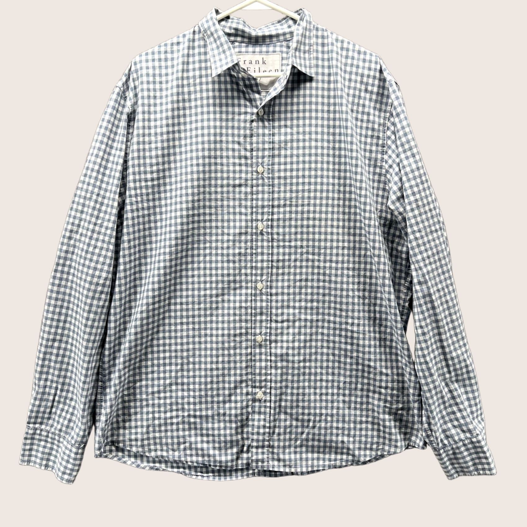 Frank & Eileen Frank & Eileen Shirt Mens XL Blue Gingham Check Button Front Italy Long Sleeve Size US XL / EU 56 / 4 - 1 Thumbnail