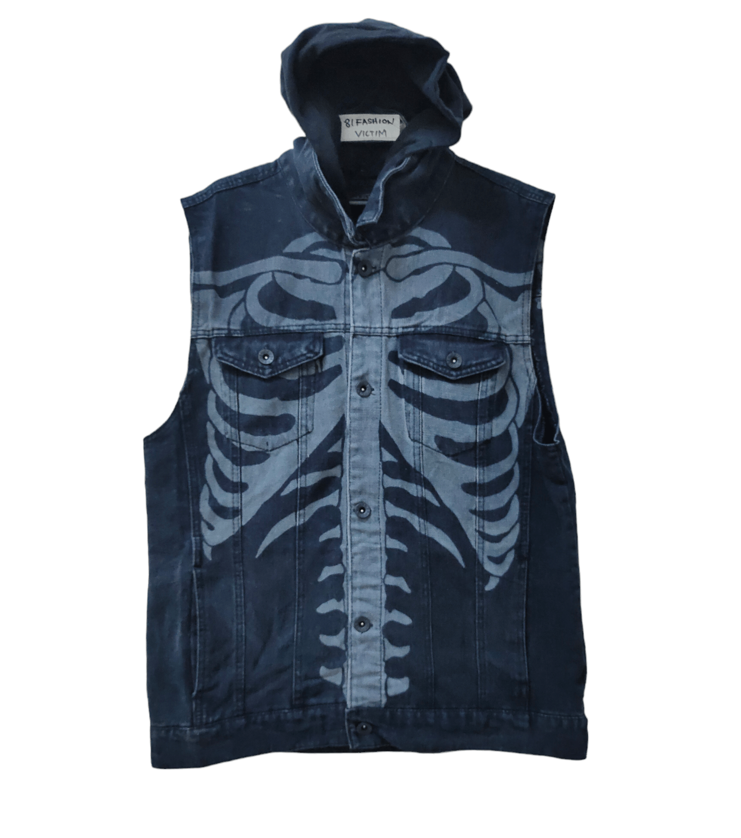 image of Rude Big Skeleton Punk Seditionaries Denim Jacket in Black, Men's (Size Large)
