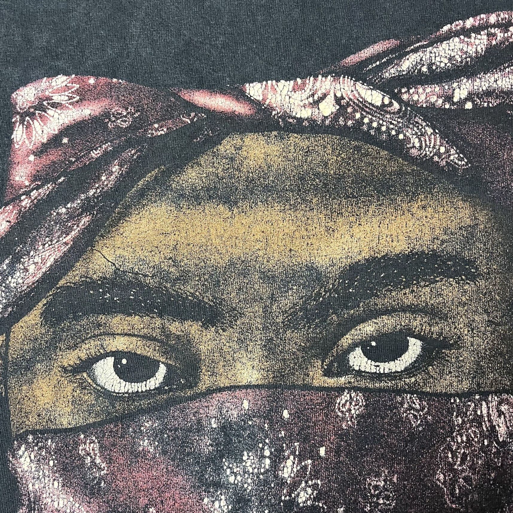 VINTAGE Tupac 2Pac Bandana Thug Life Rap Tee T Shirt 2XL Men Black Cotton Knit Short Sleeve Deer Town Graphic Print 90s Hip Hop Tupac Shakur