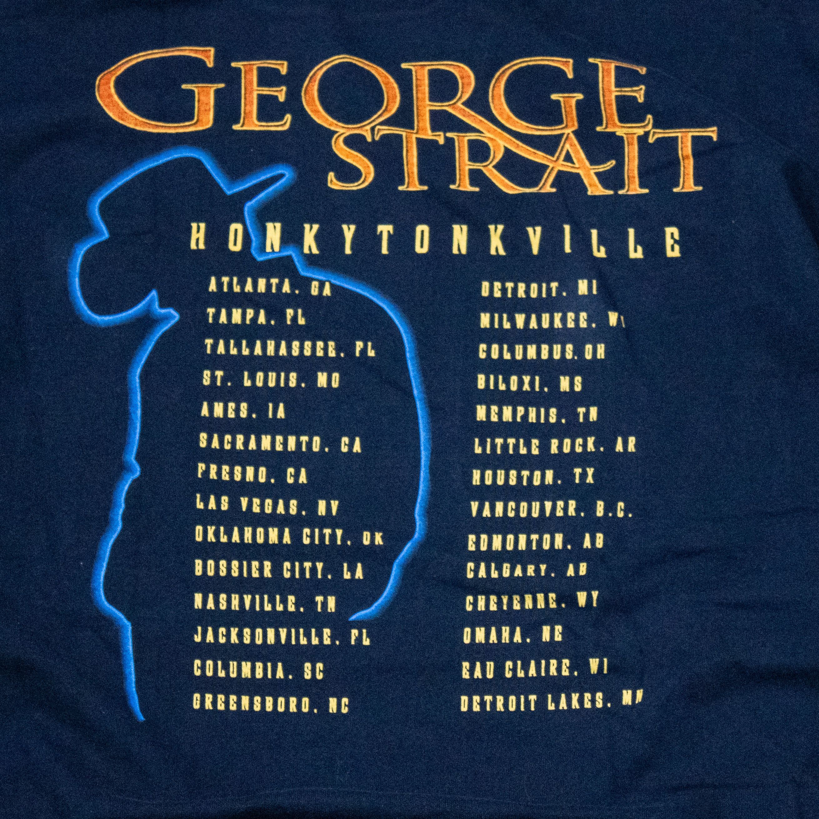 Band Tees Y2K 2003 George Strait Honkytonkville Tour Blue T-Shirt Size US M / EU 48-50 / 2 - 14 Thumbnail