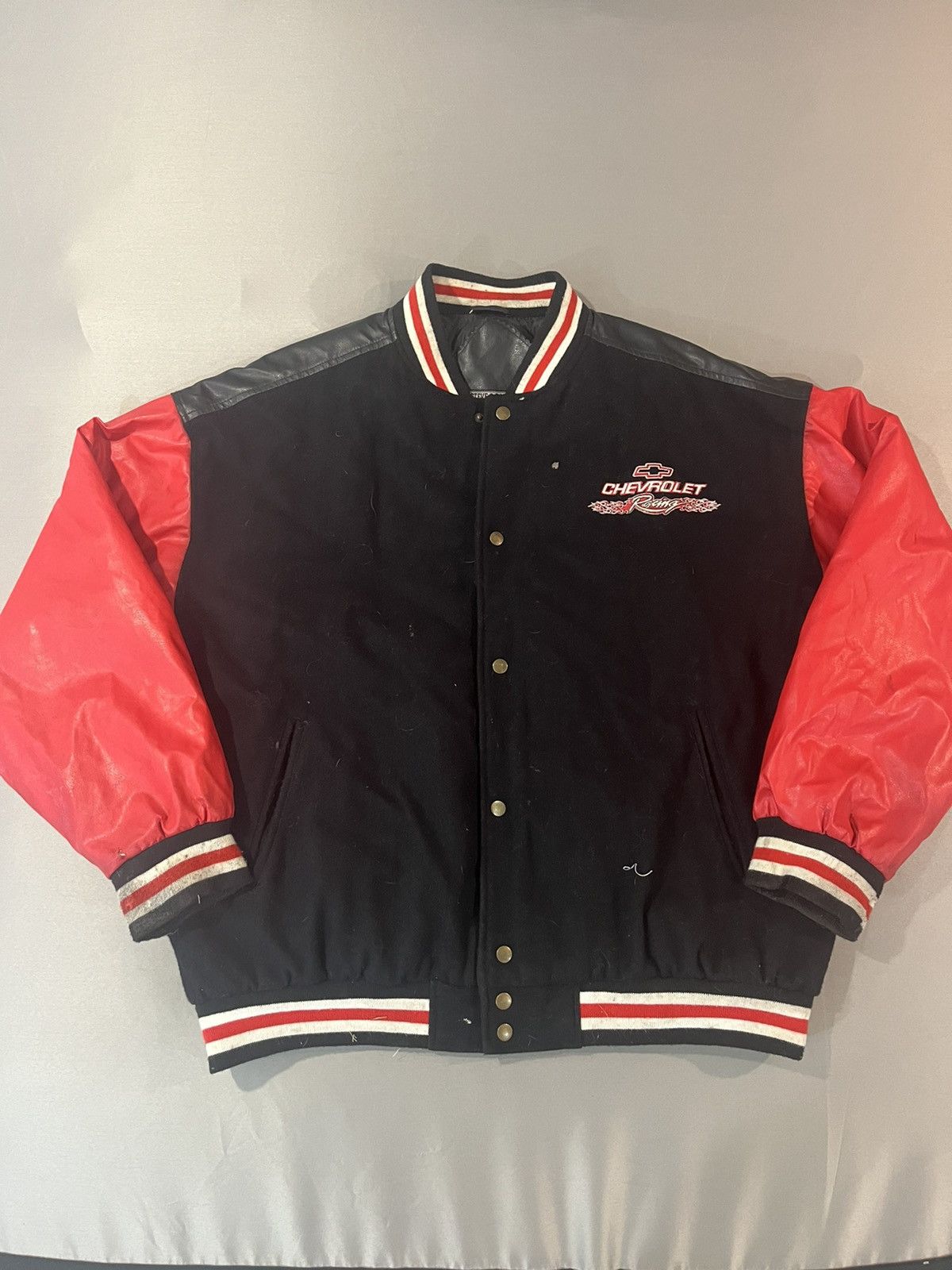 Vintage Early 00s Racing Jacket Chevy Flame Car Series Chevy