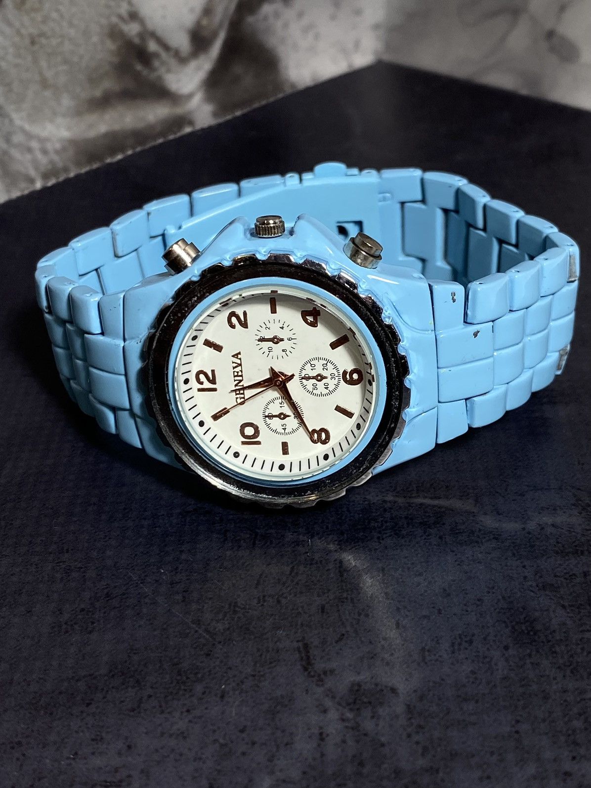 Vintage Sky Blue Chronograph-Style Watch – Bold & Sporty✨ Size ONE SIZE - 2 Thumbnail