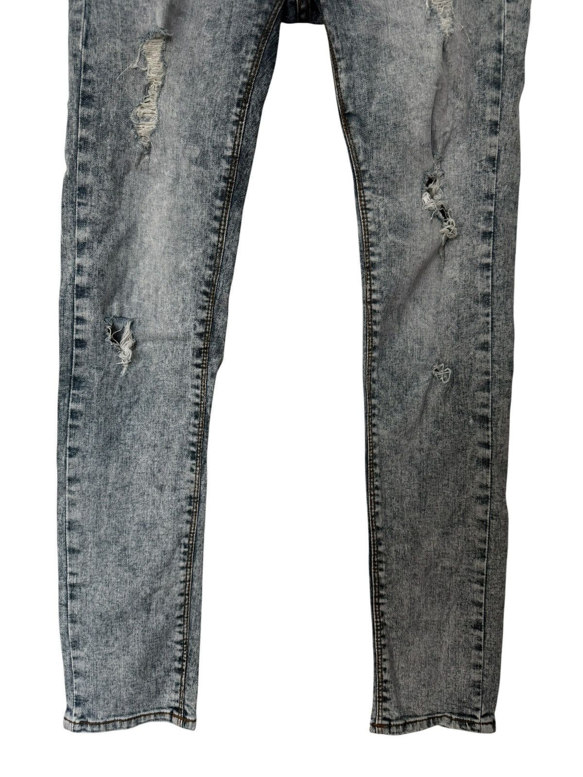 Japanese Brand Vintage. B&T Blue Acid Wash Distressed Skinny Jeans Size 29" - 3 Thumbnail
