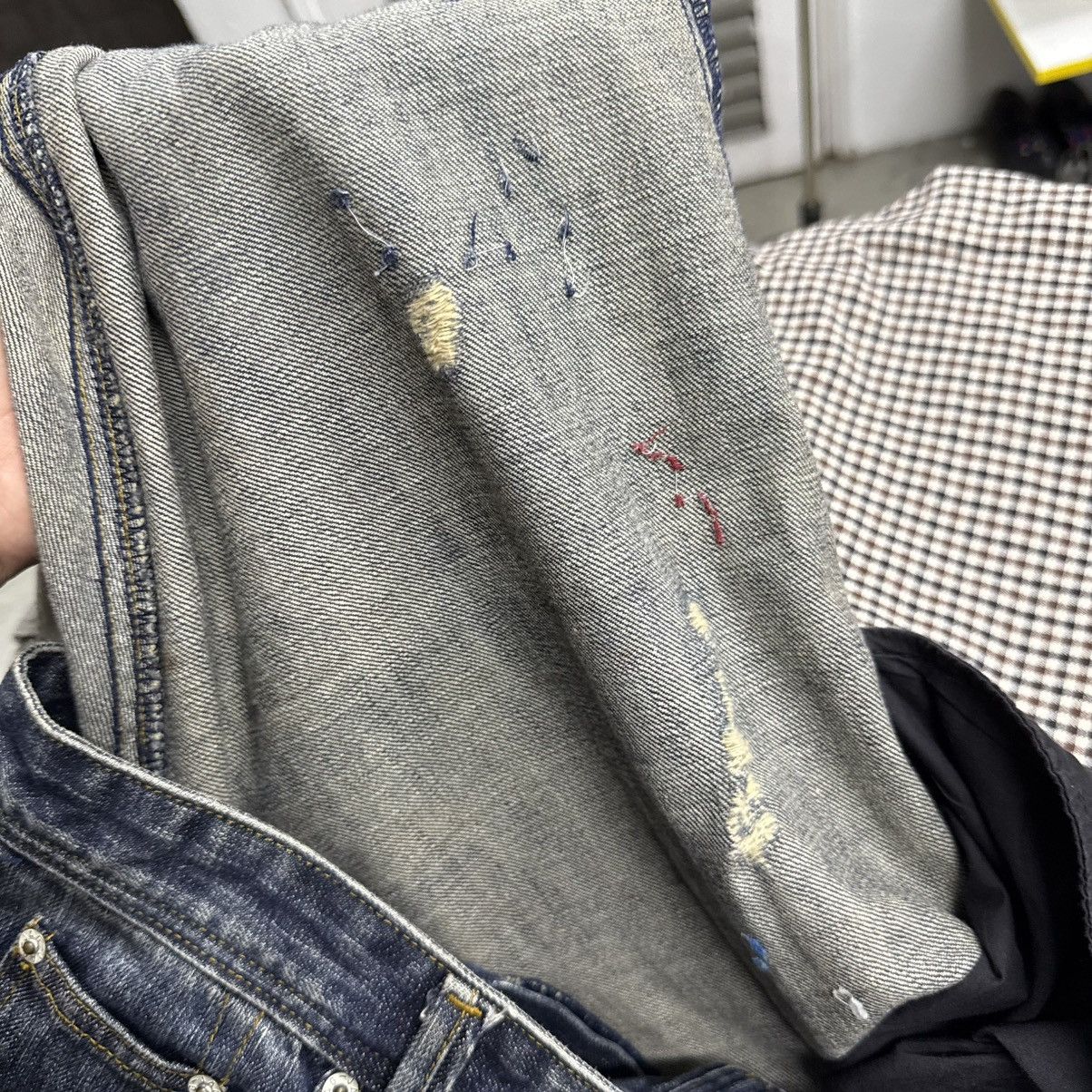 If Six Was Nine Handmade Embroid Paint Splatter Distressed Denim Jeans Jag Size US 33 - 10 Thumbnail