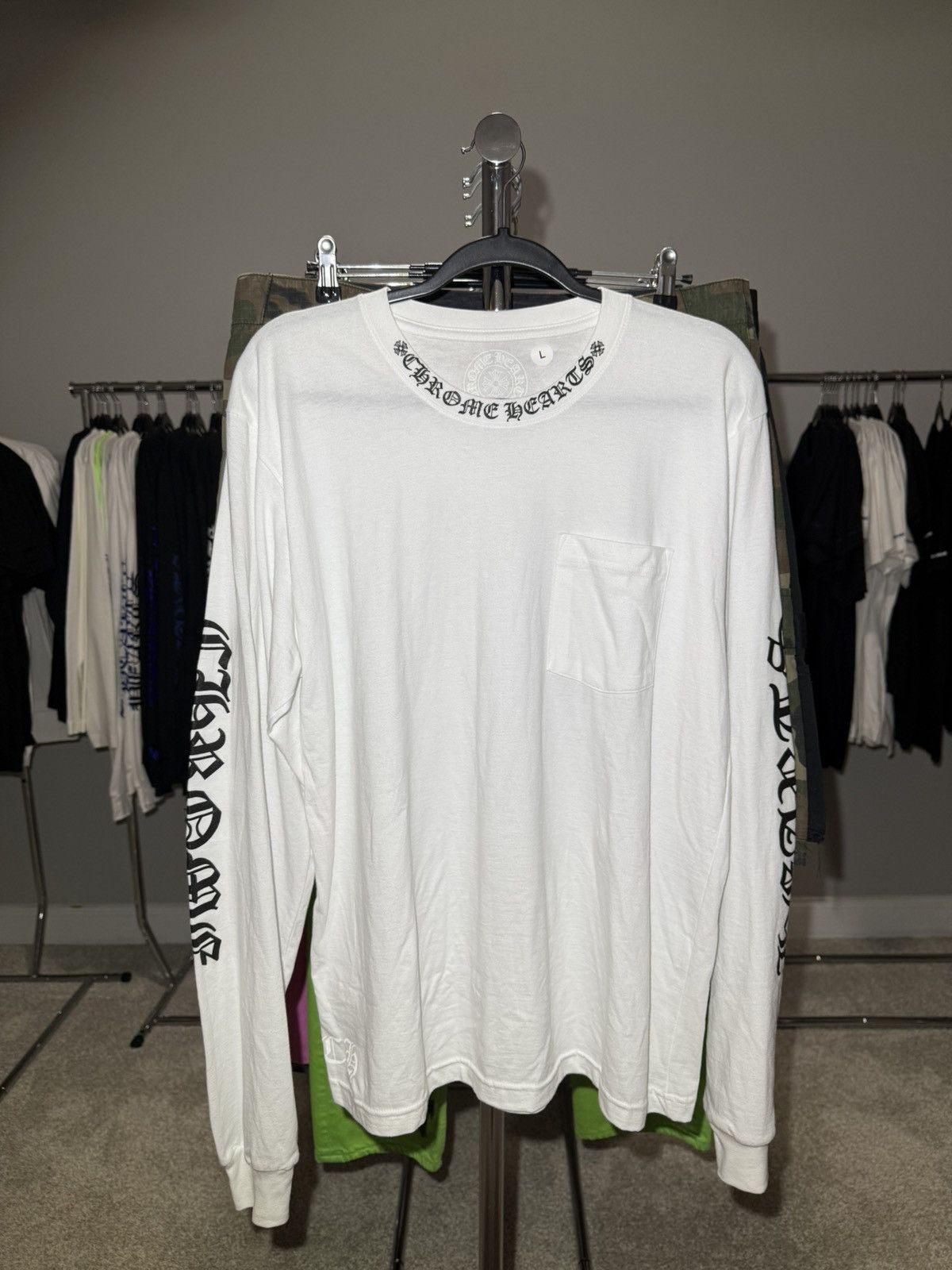 Chrome Hearts White Neck Logo Longlseeve