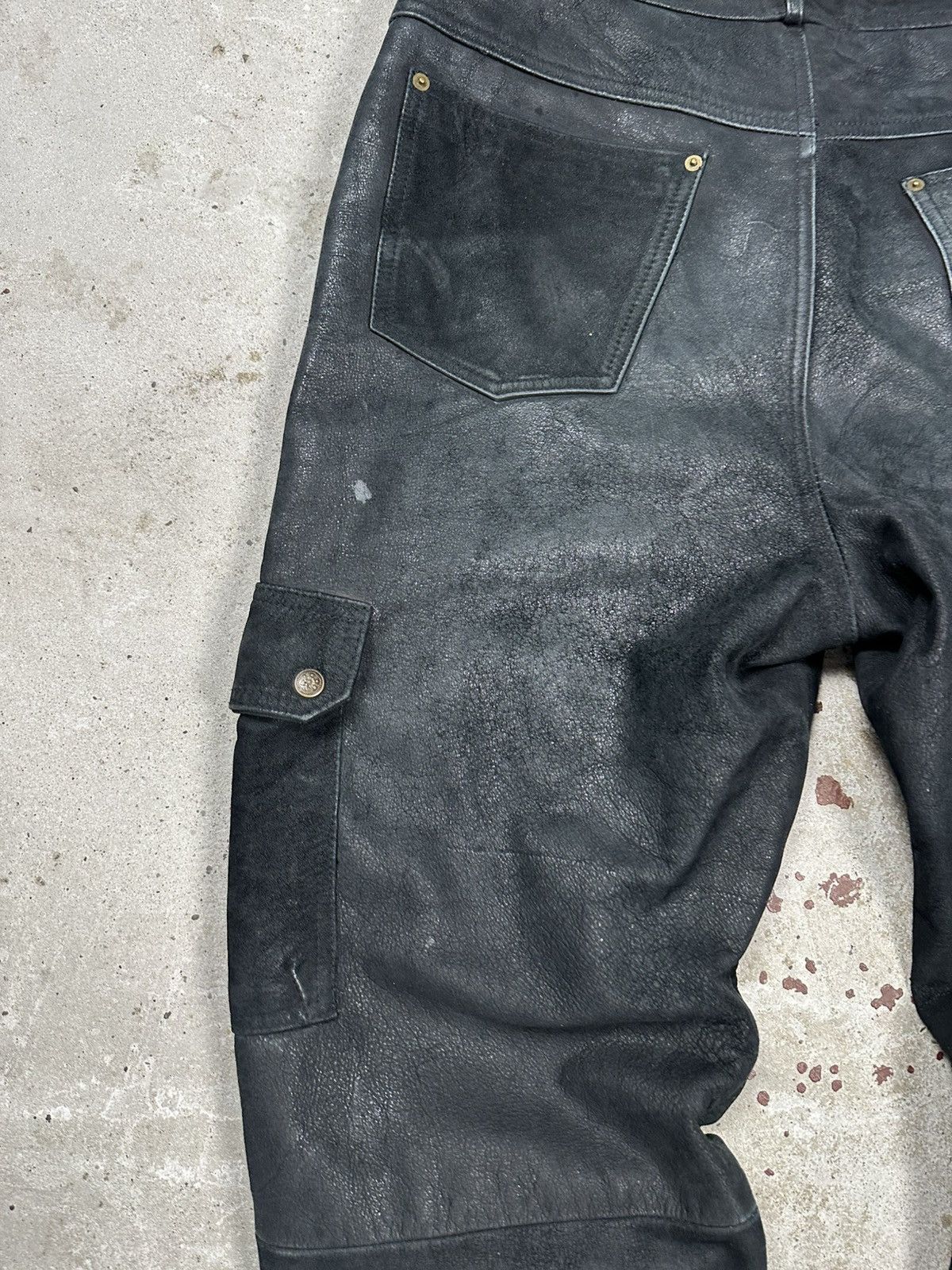Other Vintage 90s Black Genuine Leather Cargo Baggy Pants Size US 38 / EU 54 - 13 Thumbnail