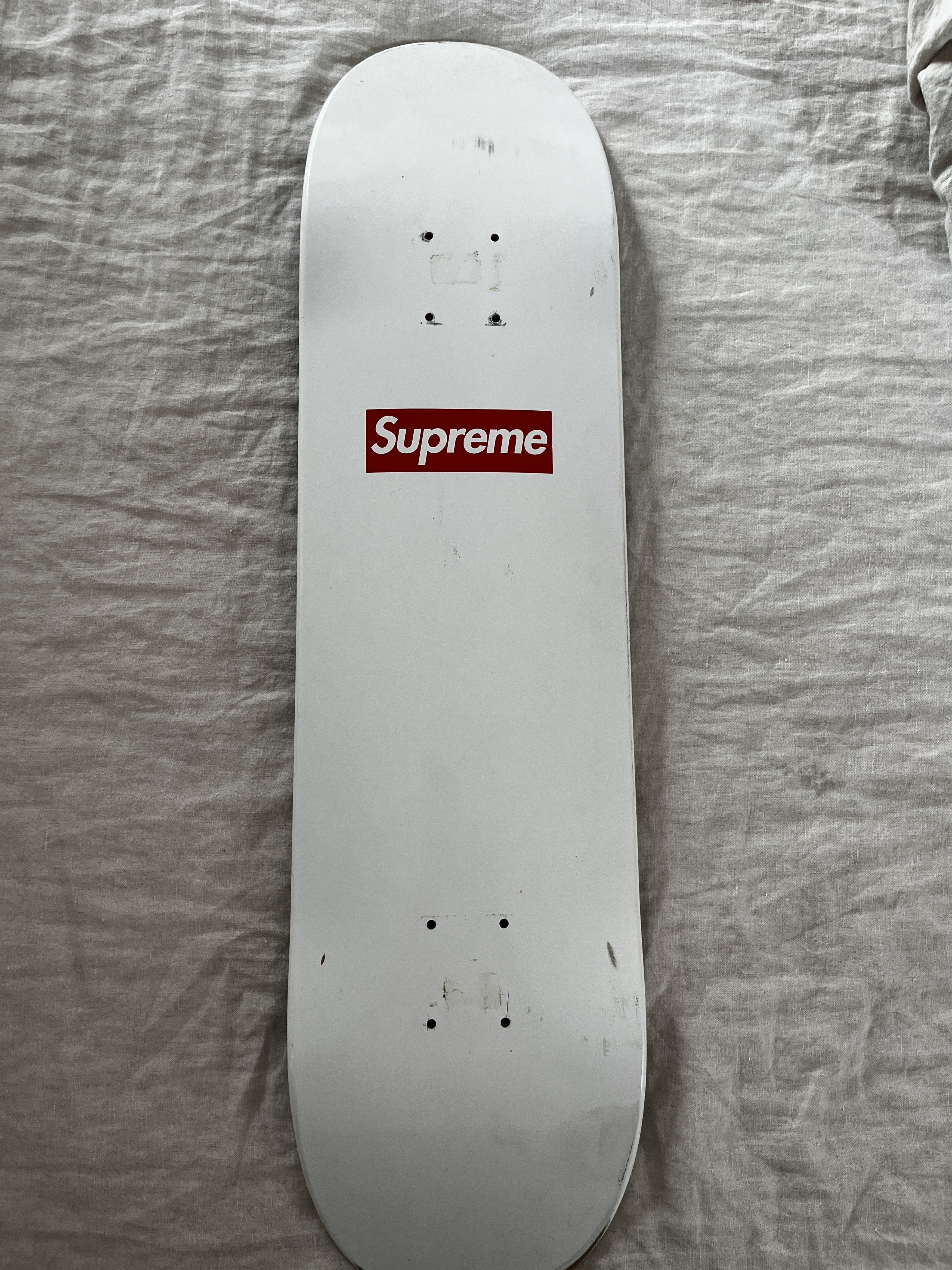 image of Supreme 20Th Anniversary Box Logo Skateboard Deck in White, Men's