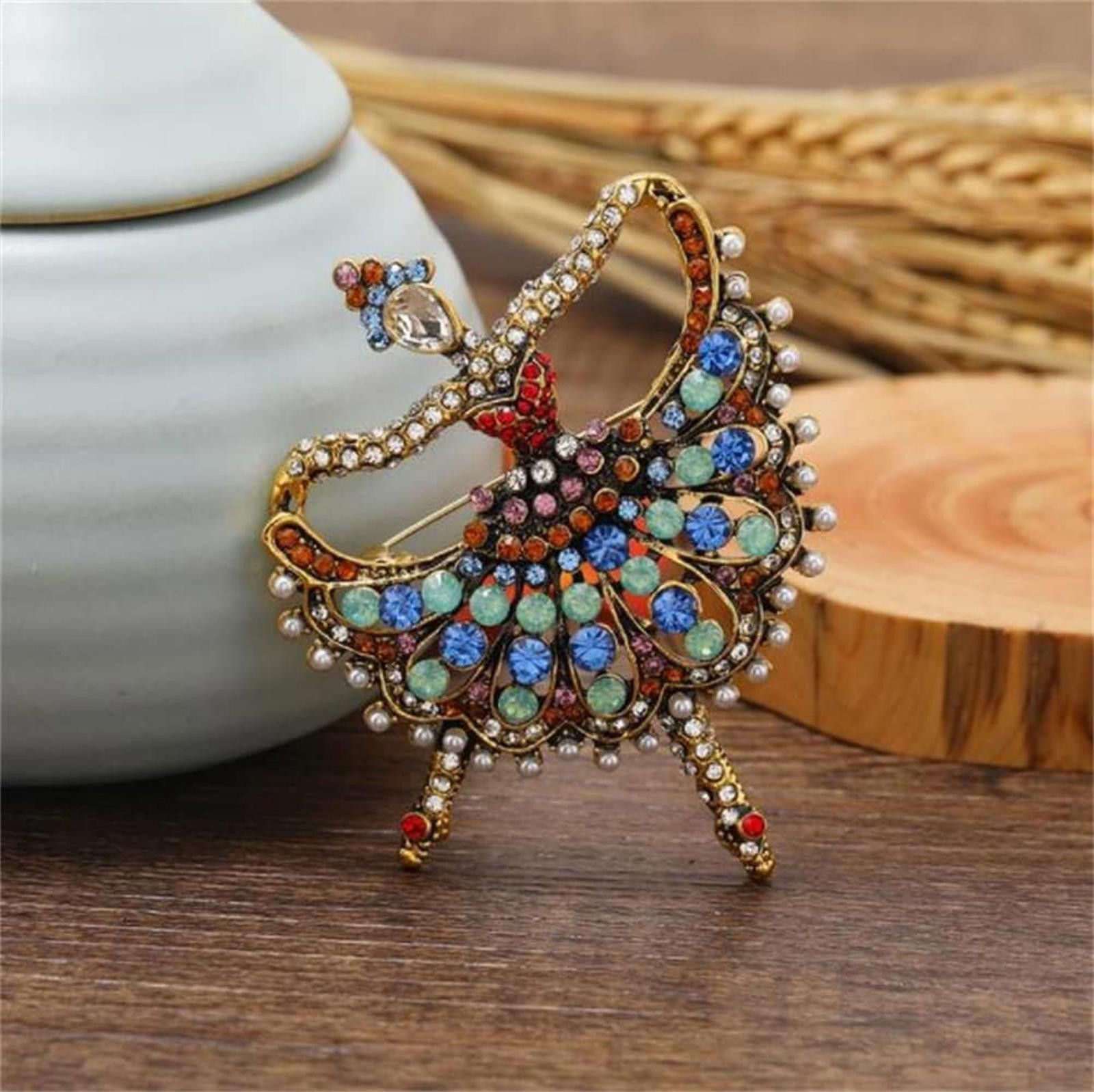 Designer Dancing Ballet Girl Brooches Crystal Rhinestone Brooch Pin Size ONE SIZE - 2 Thumbnail