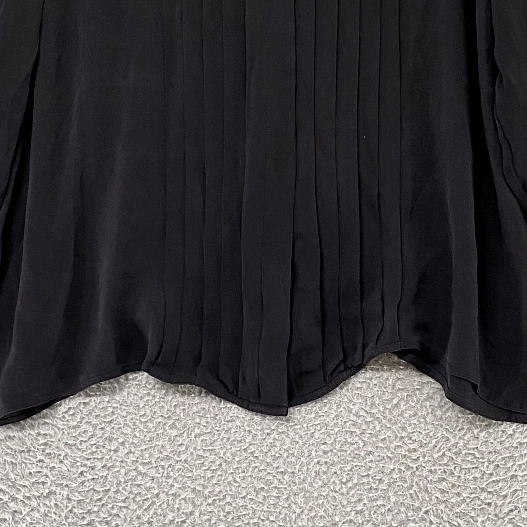 Coldwater Creek Coldwater Creek Womens XL Black Silk Pleated Button Front Long Sleeve Top Size XL / US 12-14 / IT 48-50 - 3 Thumbnail