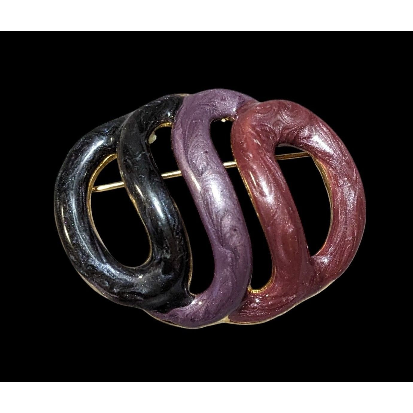 Other Vintage Abstract Pink And Purple Shimmer Enamel Brooch Size ONE SIZE - 1 Thumbnail