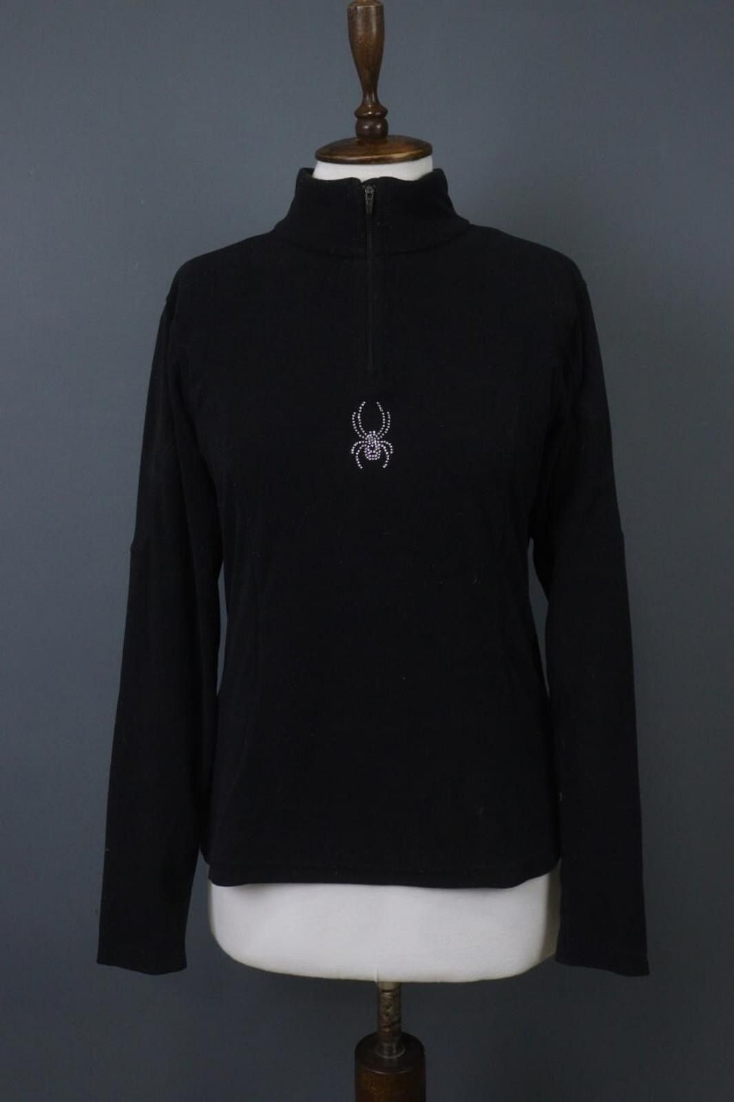 Spyder Spyder Black Beaded Shimmer 1/4 Zip T-Neck Top Size 10 Size L / US 10 / IT 46 - 1 Thumbnail