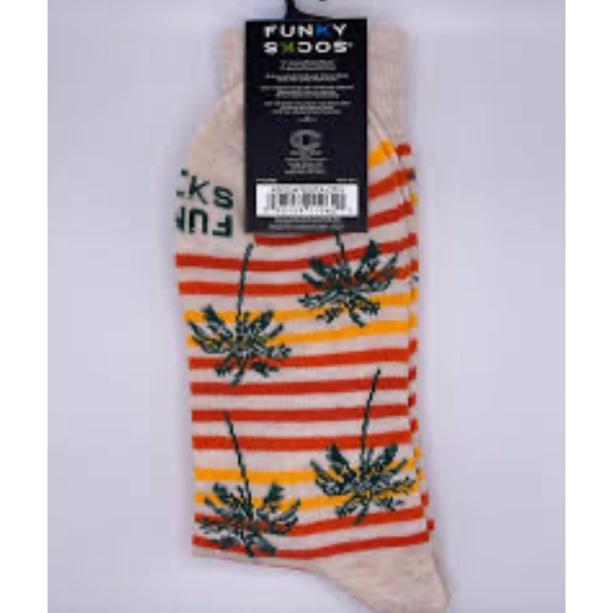 Other NWT Funky Socks Palm Tree Striped Crew Socks Tan Size 6-12 Size ONE SIZE - 1 Preview
