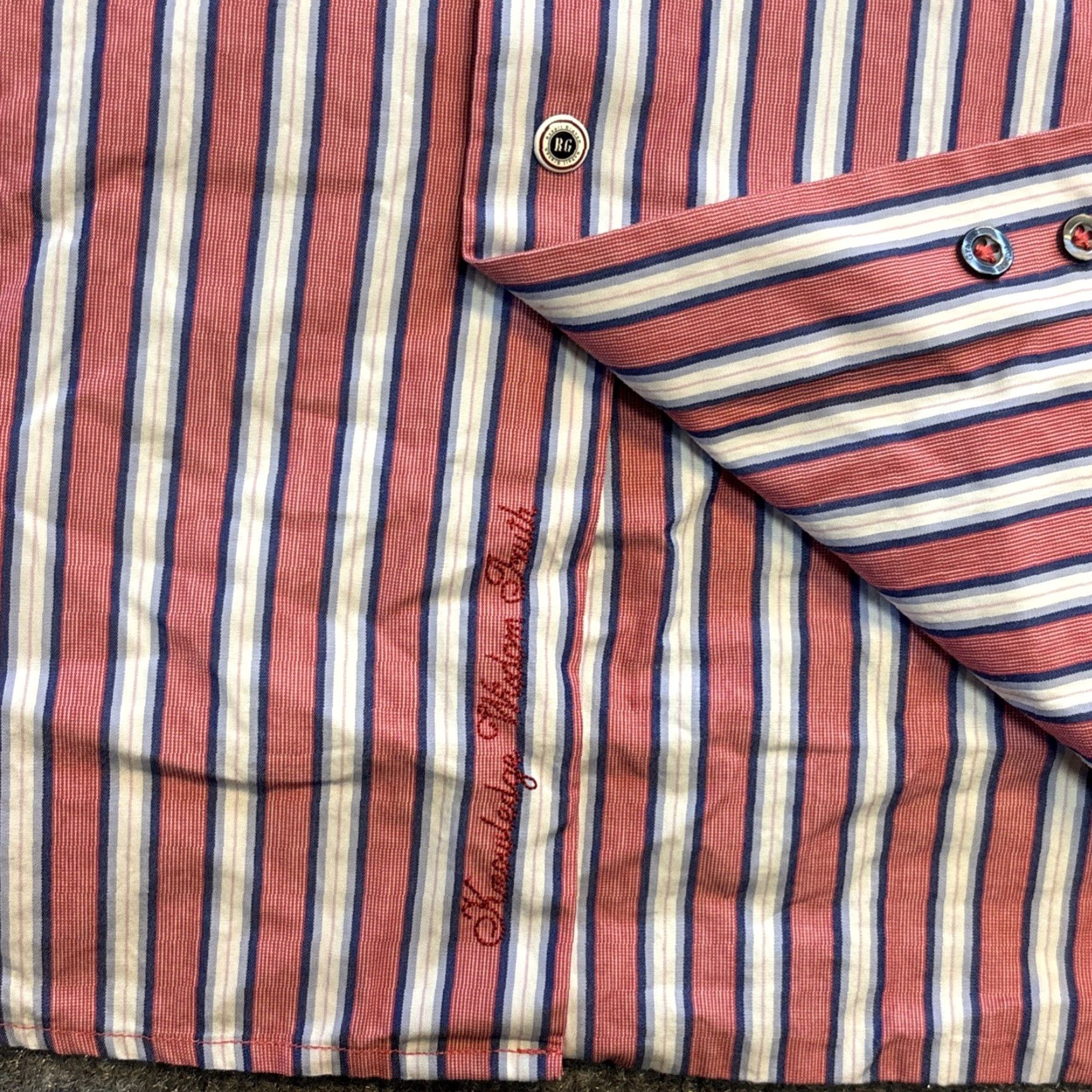 Robert Graham Robert Graham Shirt Mens 44 Pink White Striped Button-Up Collared Contrast Trim Long Sleeve Size US XXL / EU 58 / 5 - 5 Thumbnail