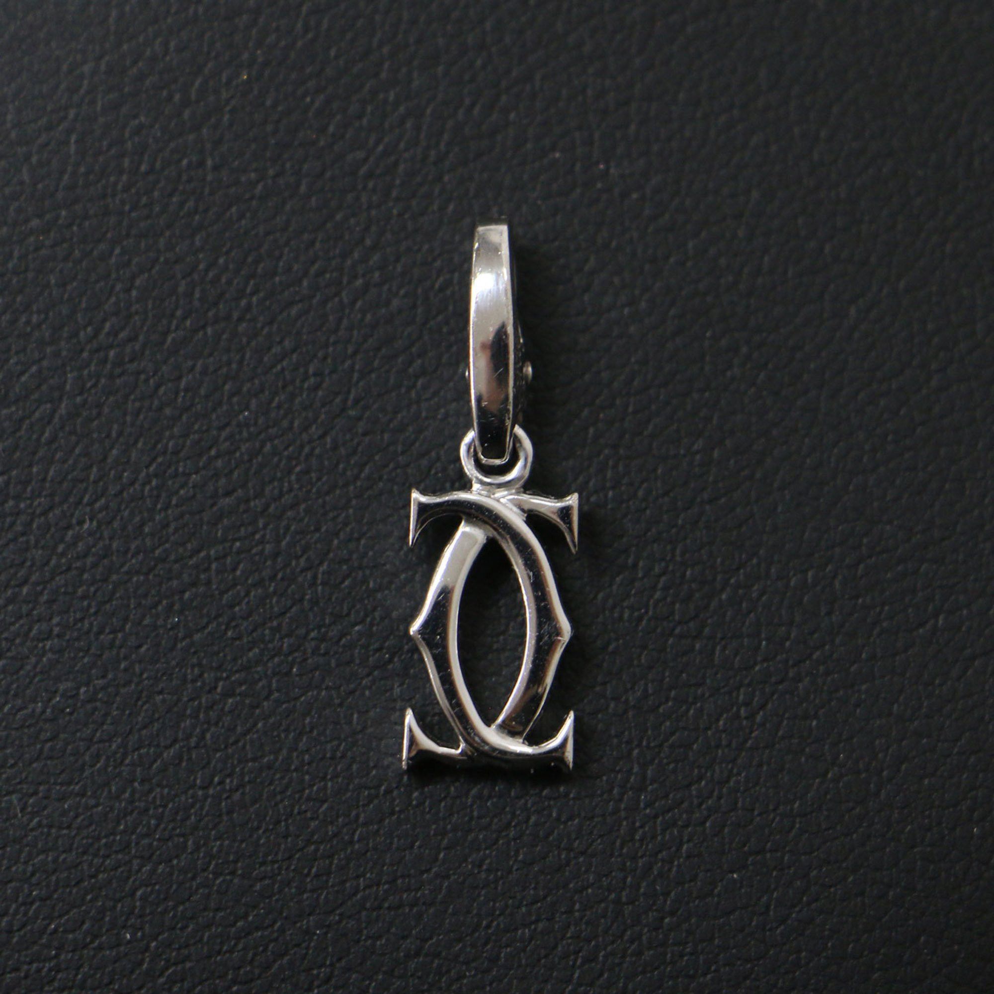 image of Cartier Necklace Top K18Wg White Gold 2C Motif Charm Ladies, Women's