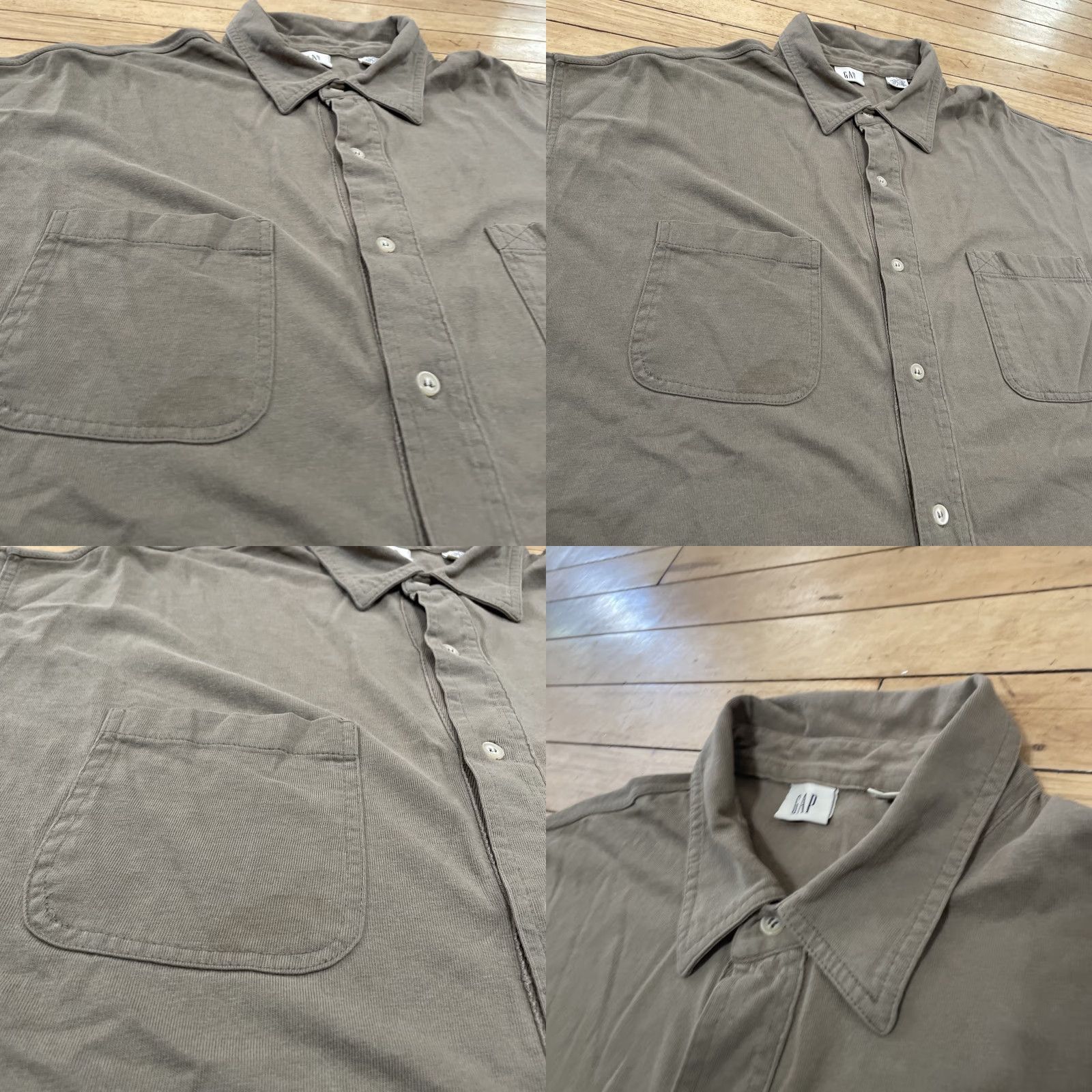 Gap VINTAGE Gap Shirt Men L Olive Green 90s Y2K Jersey Stretch Button Up Cuffed Sleeve Size US L / EU 52-54 / 3 - 9 Thumbnail