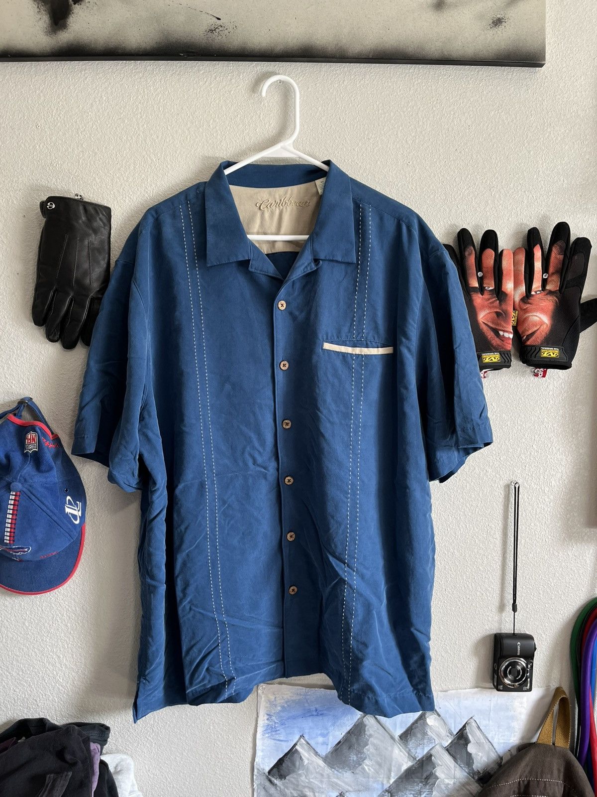 Caribbean 2000s Caribbean Blue Modal Camp Shirt – XL – Embroidered Tag Size US XL / EU 56 / 4 - 1 Thumbnail