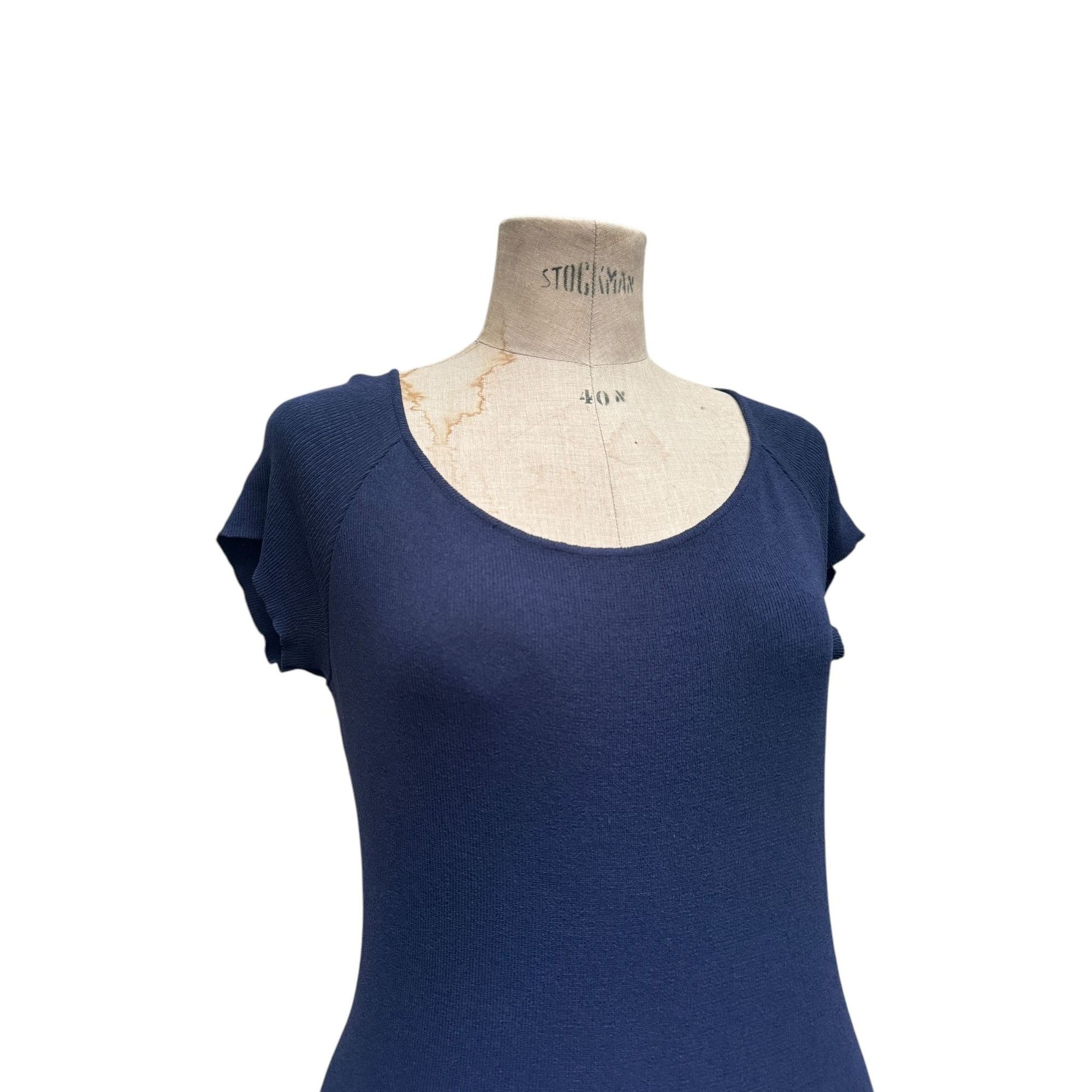 Yves Saint Laurent Vintage Navy Knitted Cotton Dress Size S / US 4 / IT 40 - 2 Thumbnail