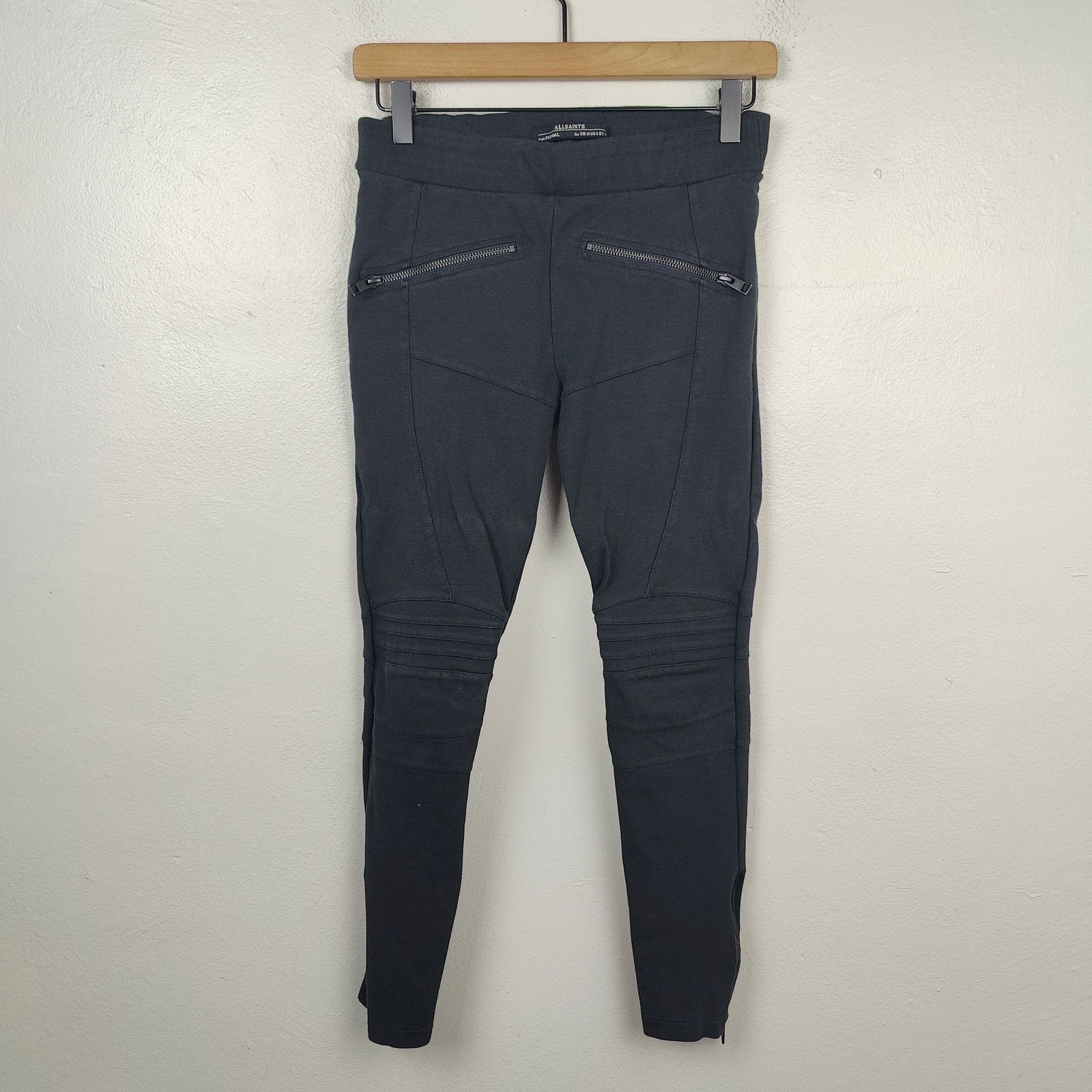 Allsaints AllSaints Rockie Biker Leggings Women 6 Black Zippers Seamed Size 28" / US 6 / IT 42 - 1 Thumbnail