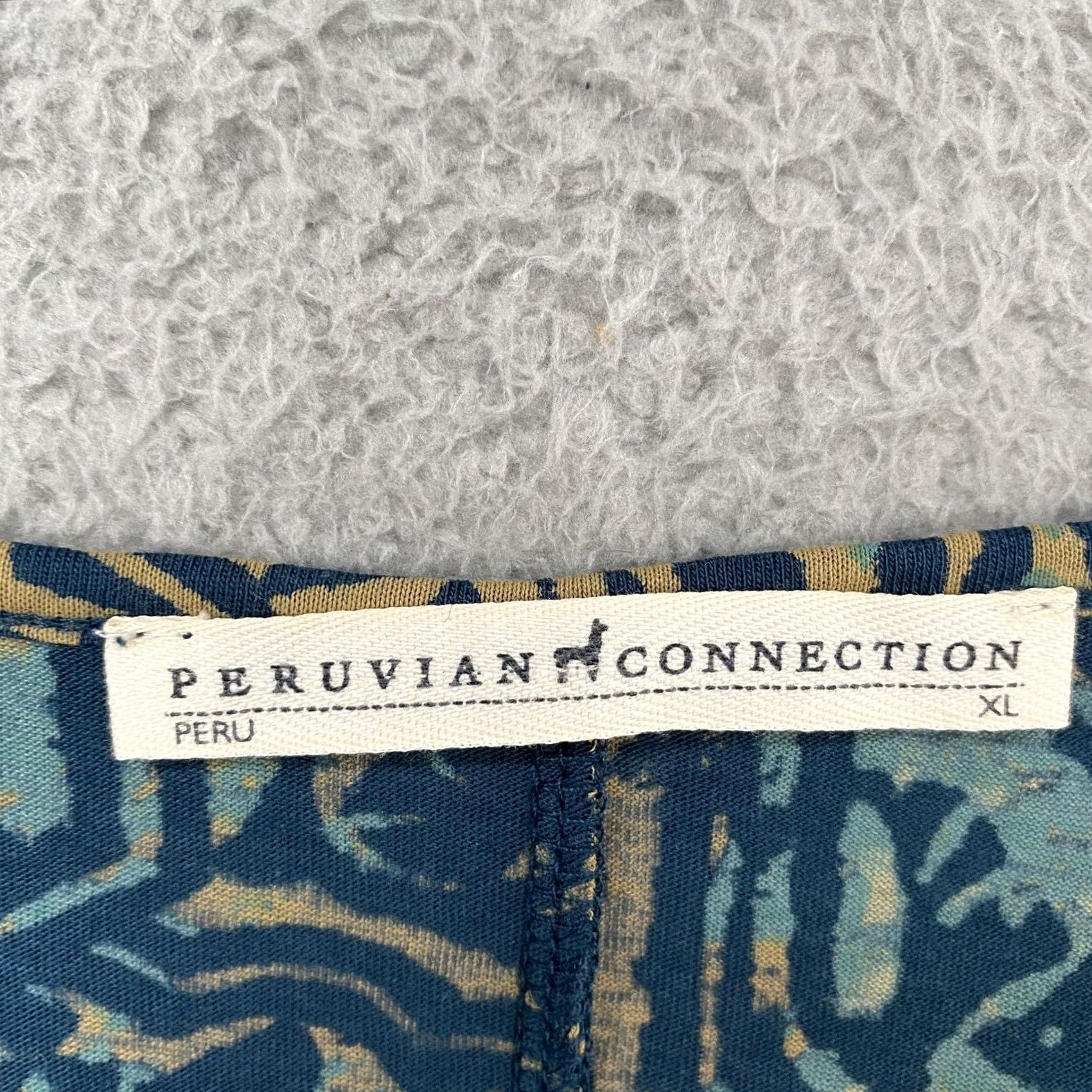 Vintage Peruvian Connection Maxi Dress Womens XL Blue Tile Stretch Jersey Mosaic Pima Size XL / US 12-14 / IT 48-50 - 5 Thumbnail