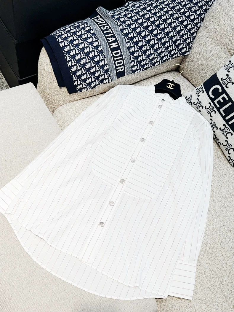 Chanel Chanel White colored striped long-sleeved shirt Size XS / US 0-2 / IT 36-38 - 2 Thumbnail