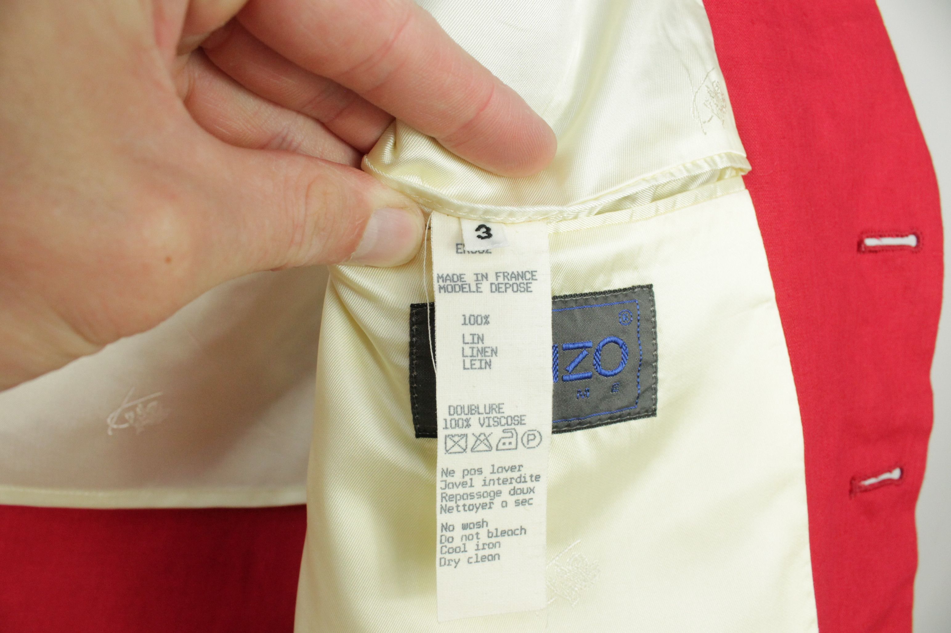Vintage Kenzo Homme Red Linen 5BTN Blazer Jacket Men's