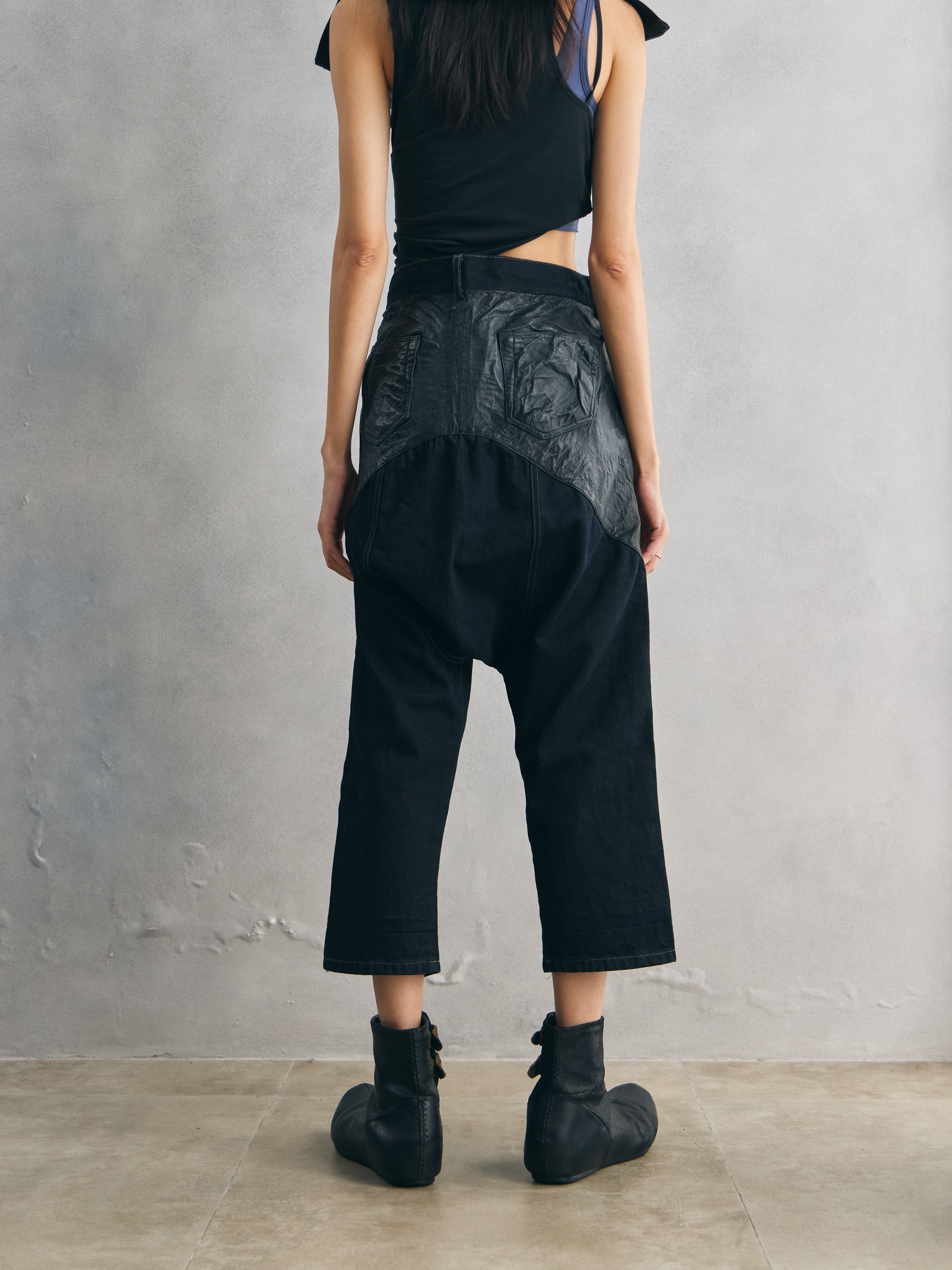 Rick Owens Drkshdw Rick Owens DRKSHDW Lamb Leather Patch Cropped Jeans Size US 30 / EU 46 - 1 Thumbnail