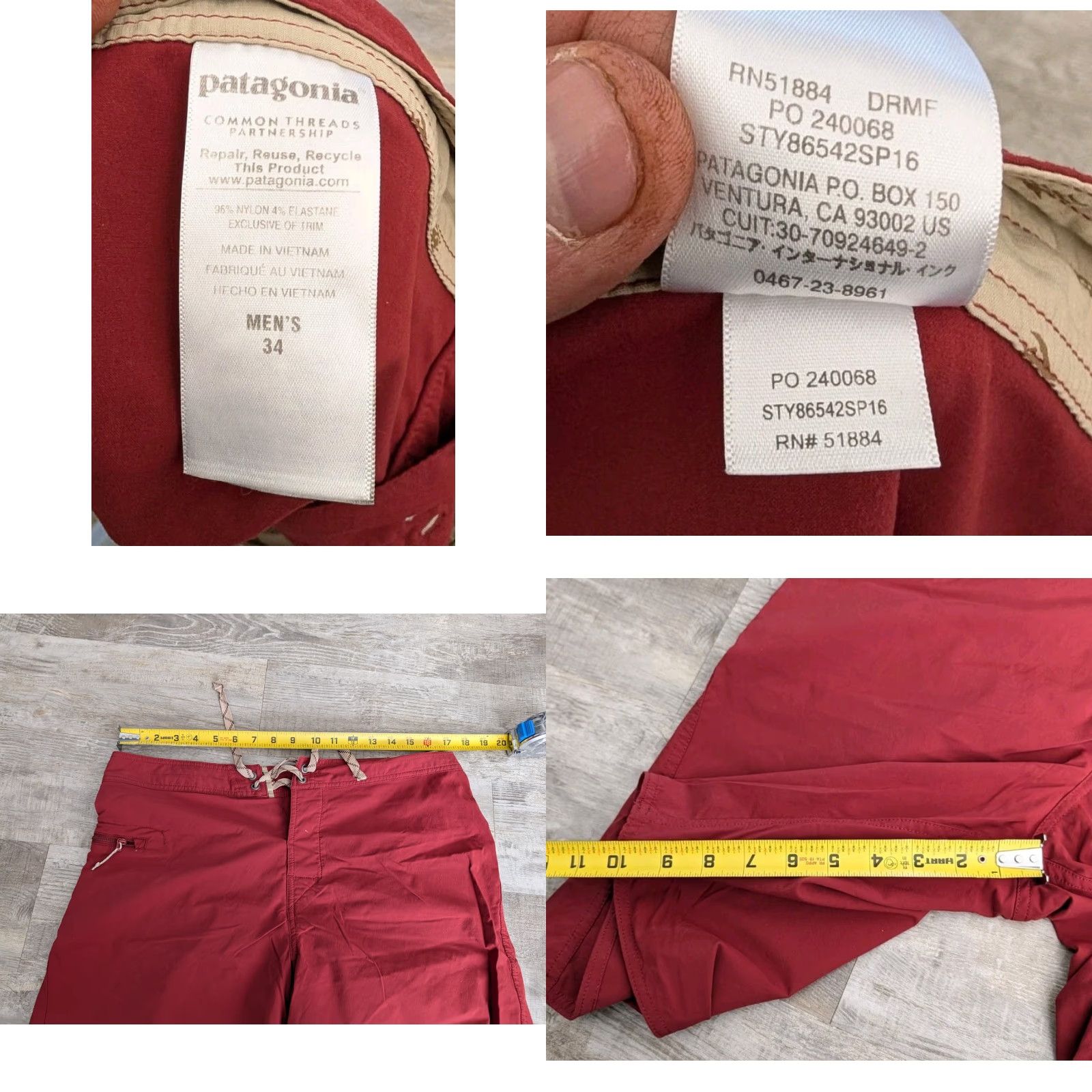 Patagonia Patagonia Board Shorts Wavefarer Mens 34 Dark Red Stretch Drawstring Pockets Quick Dry Beach Outdoor 90s? Size US 34 / EU 50 - 8 Thumbnail