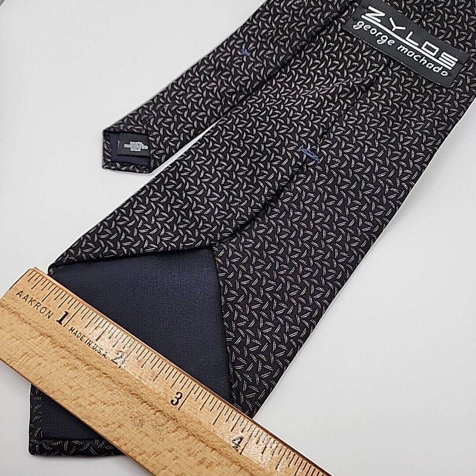 Other Zylos George Machado Dark Grey Patterned Silk Necktie Size ONE SIZE - 2 Thumbnail