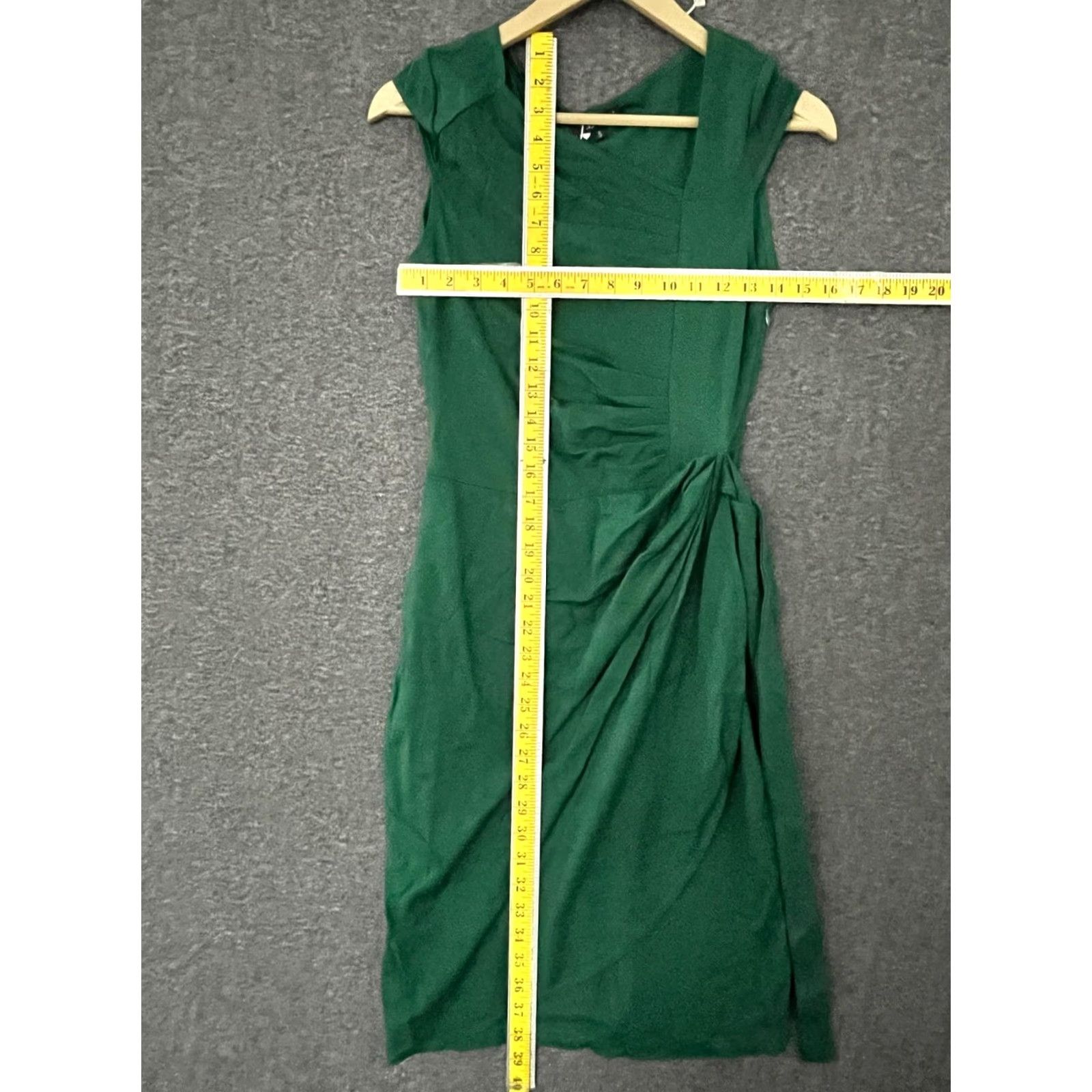 Vintage Liyinxi Sheath Dress S Green Casual Work Cocktail Party Knee Length Sleeveless Cowl Neck Pullover Stretch Faux Wrap Solid Women Dressy Size S / US 4 / IT 40 - 4 Thumbnail