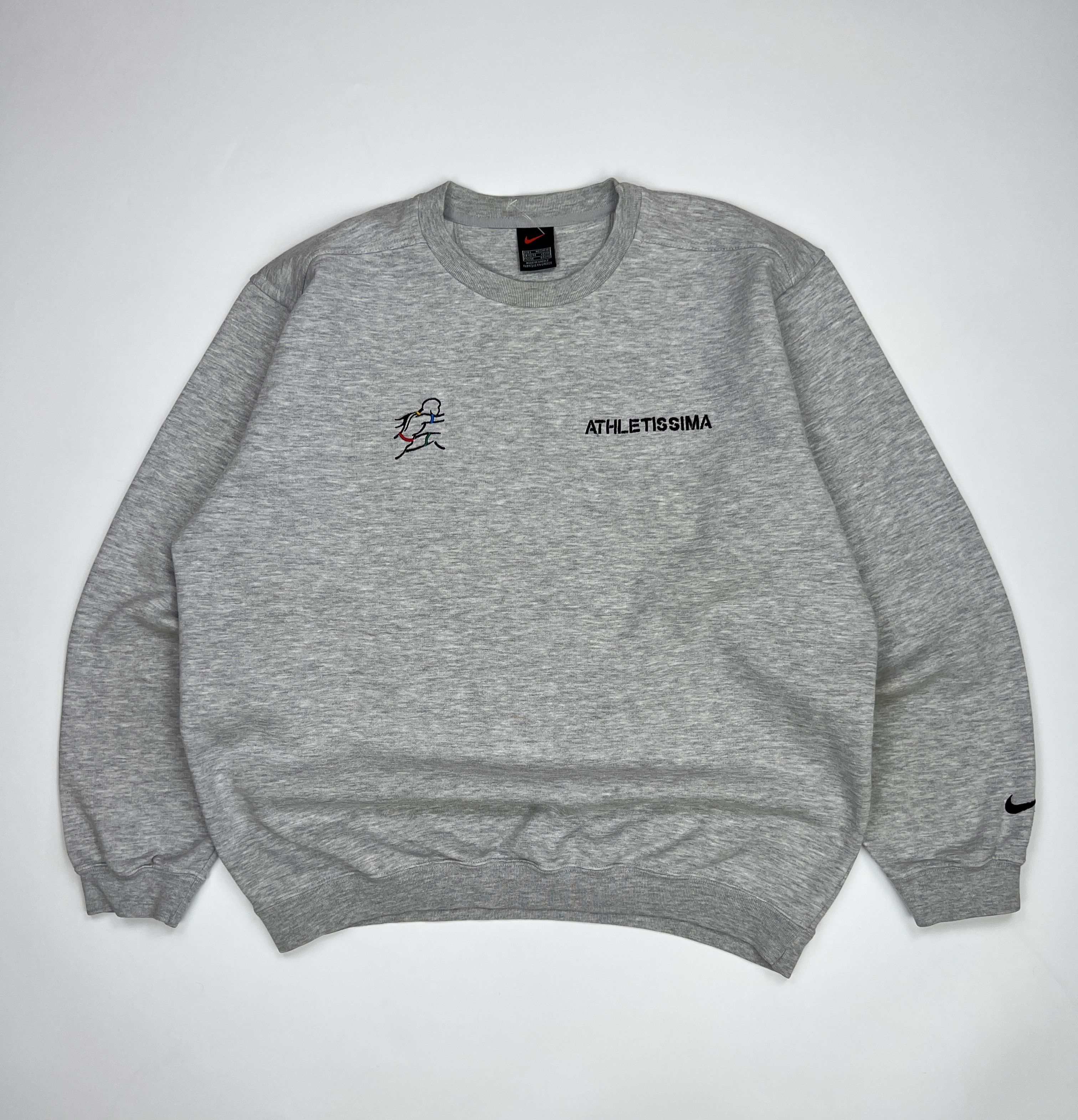 Nike Vintage Nike Swoosh Logo Gray Sweatshirt "Athletissma" Size US L / EU 52-54 / 3 - 3 Thumbnail