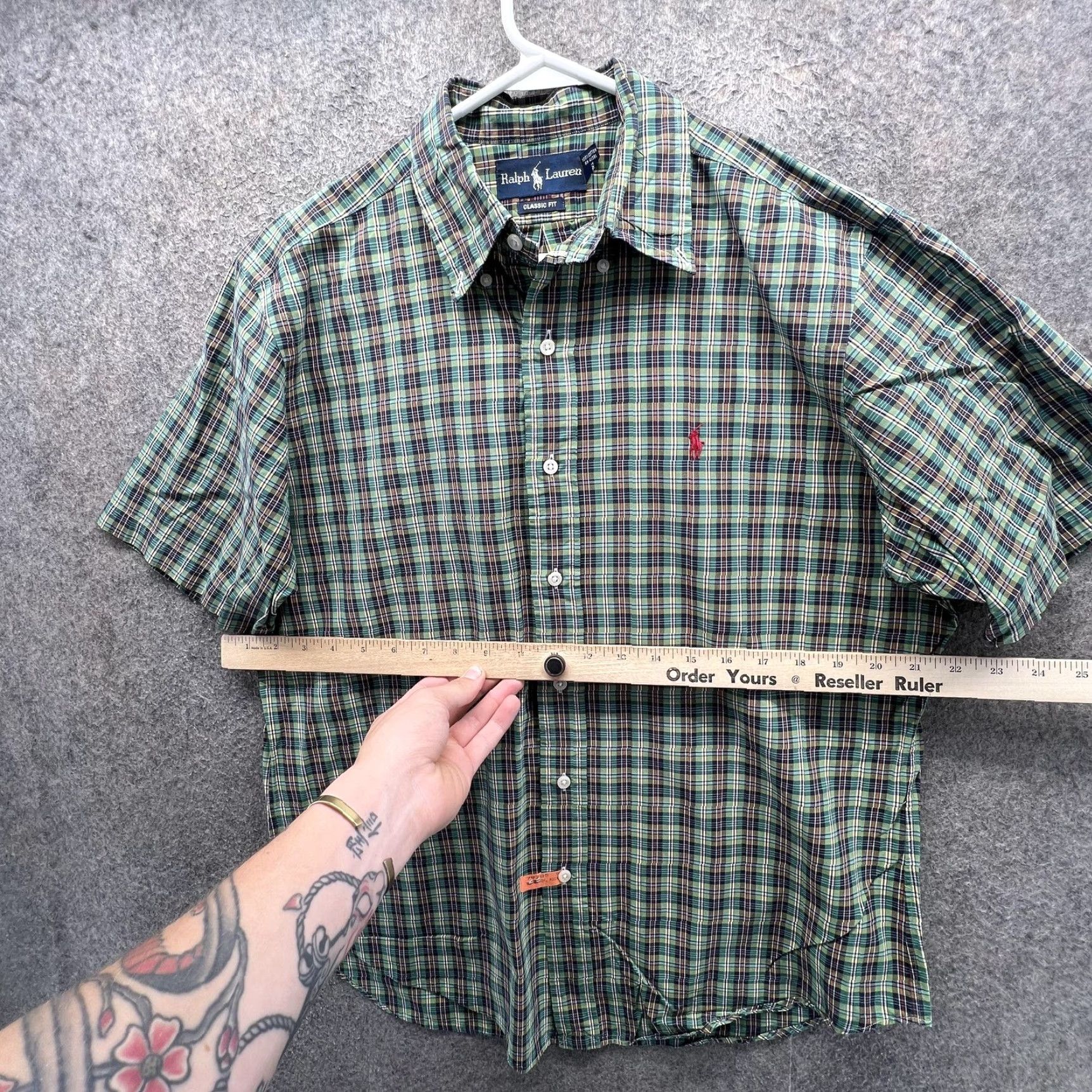 Ralph Lauren Ralph Lauren Shirt Mens Medium Green Plaid Short Sleeve Button-Front Classic Fit Mens Size US M / EU 48-50 / 2 - 4 Thumbnail