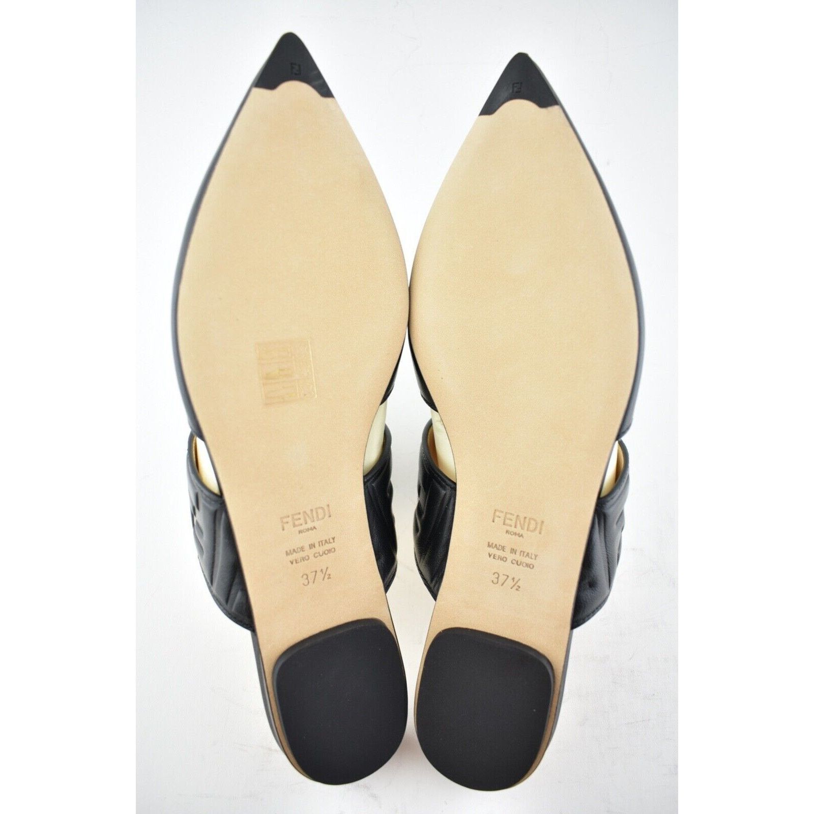 Fendi Fendi Motif FF Logo Black Leather Pointed Toe Ballerina Size US 7.5 / IT 37.5 - 12 Thumbnail