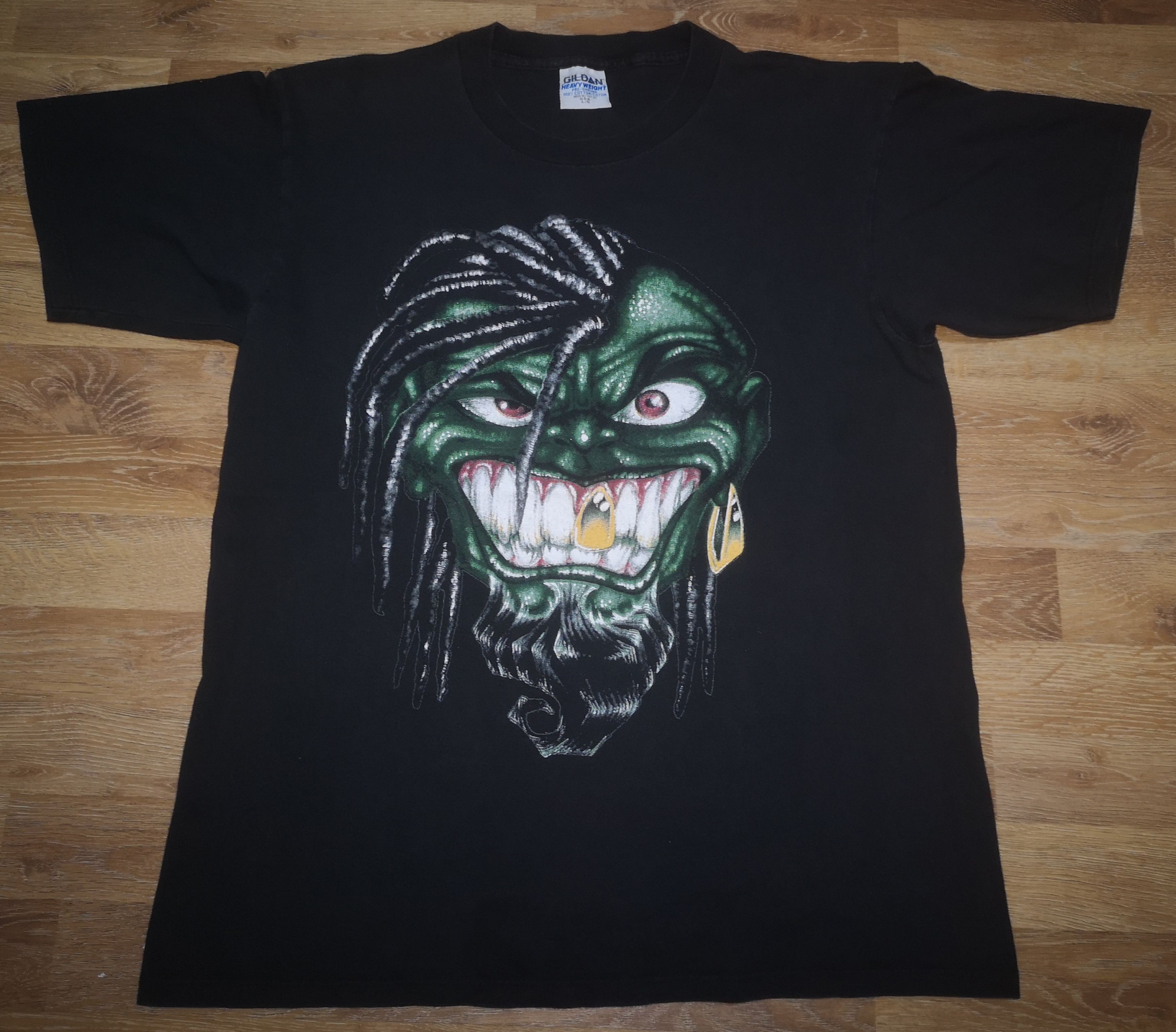 Band Tees × Vintage Vintage 90s Jezus Rides A Riksha Thrash Metal Band T Shirt Size US L / EU 52-54 / 3 - 1 Thumbnail