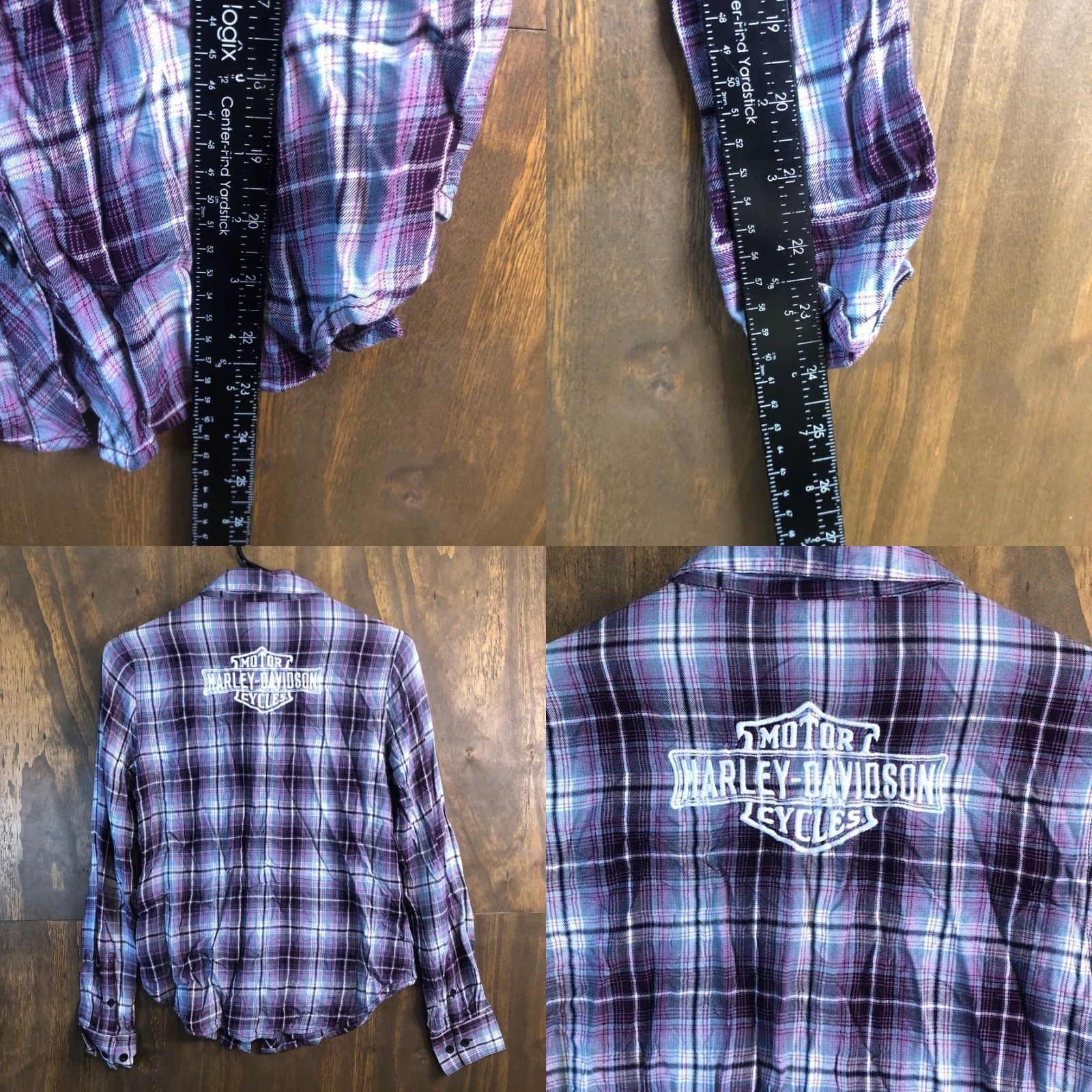 Harley Davidson Harley Davidson Womens Shirt Purple Plaid Collared Button Down Long Sleeve Small Size S / US 4 / IT 40 - 8 Thumbnail
